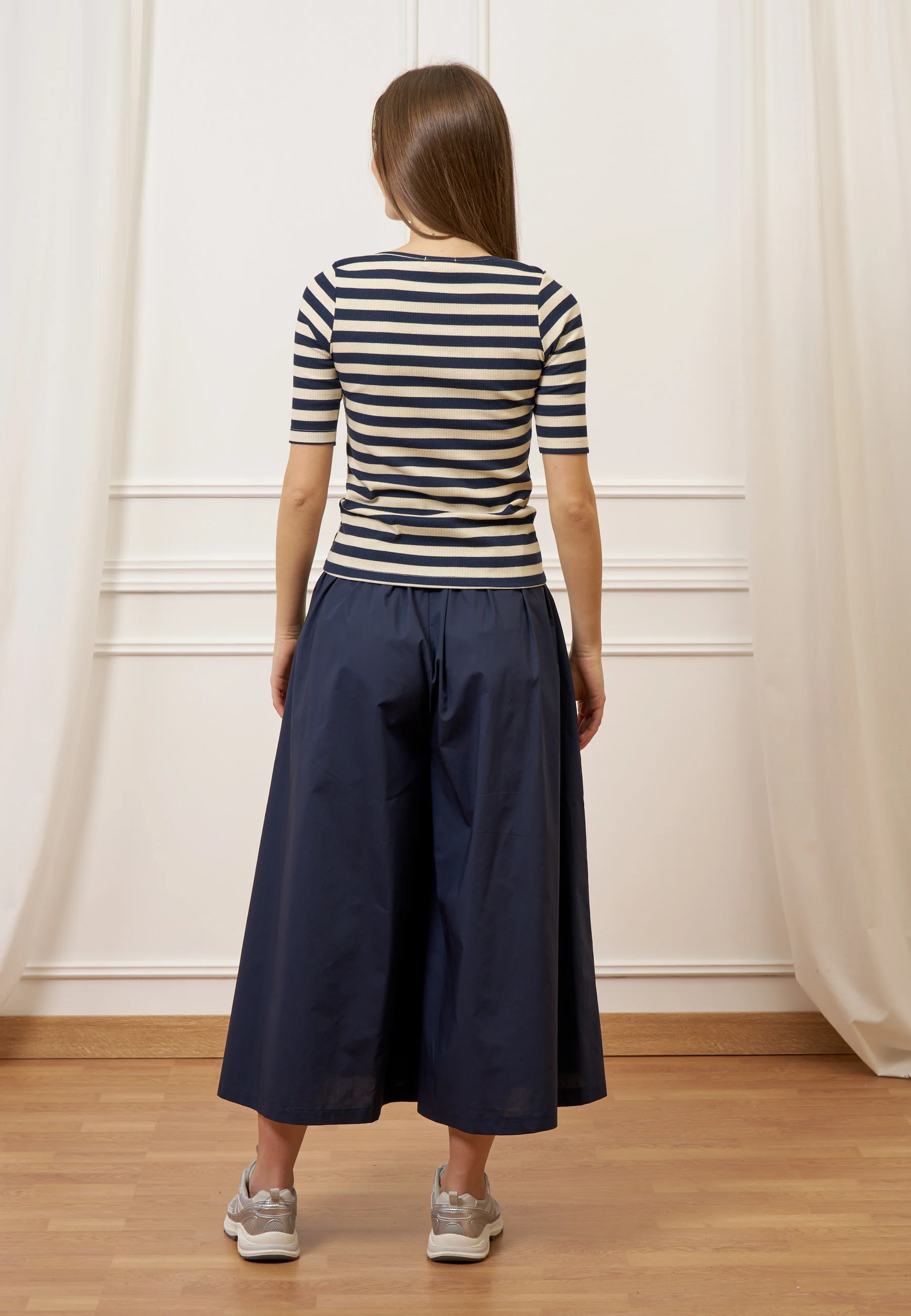 Pantalone gonna ampio in popeline - BLU - Image 6