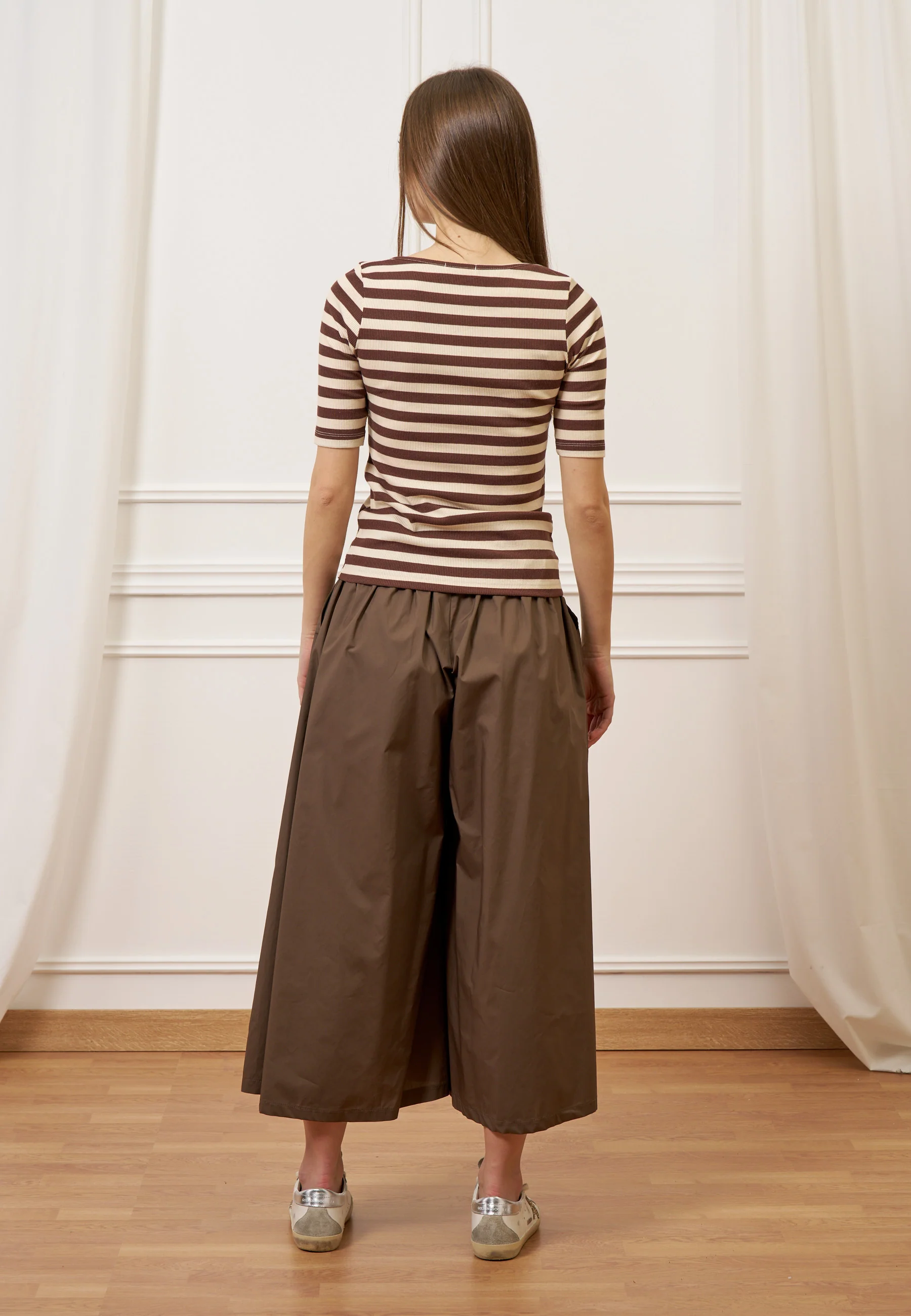 Pantalone gonna ampio in popeline - MARRONE - Image 6
