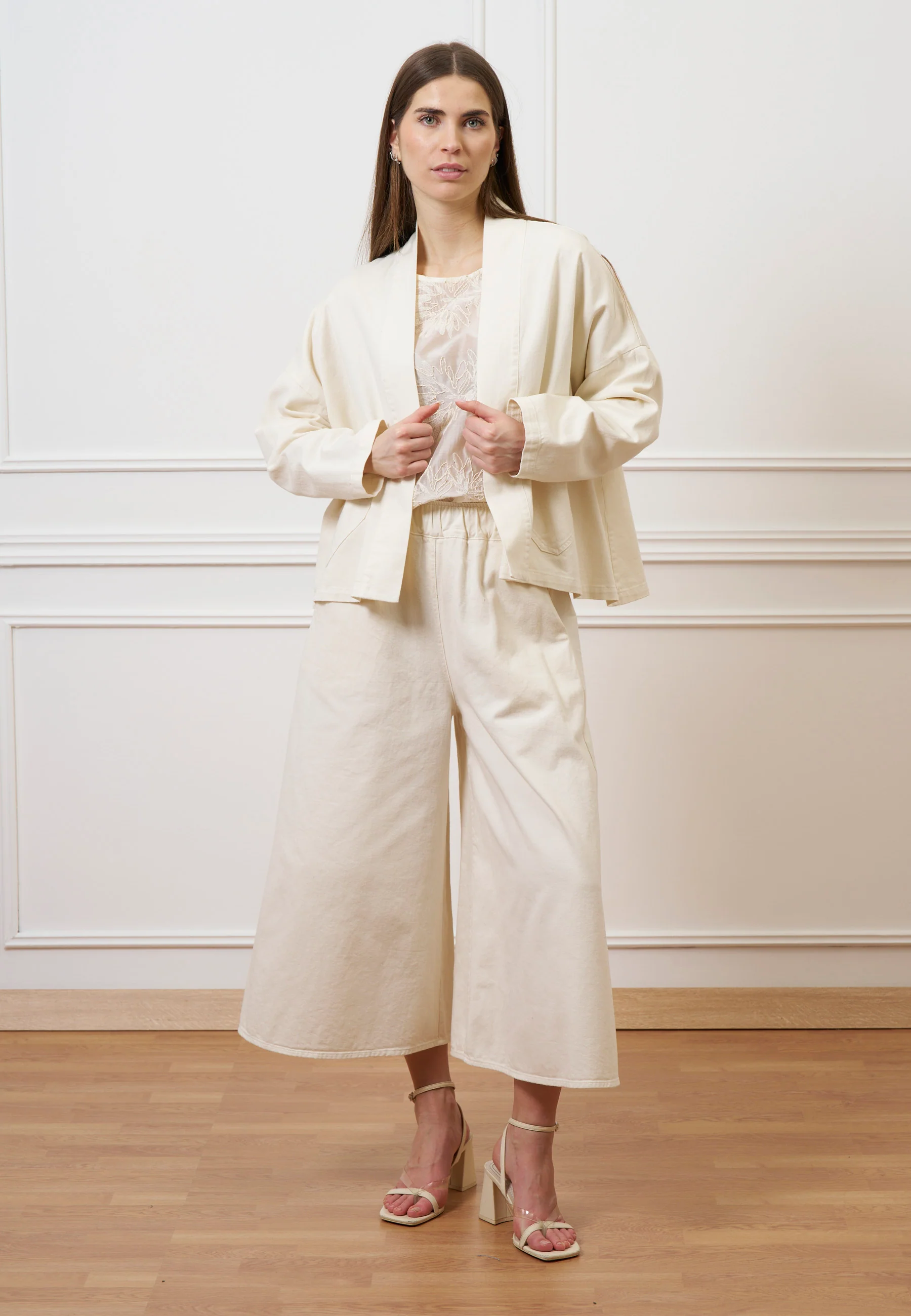 Pantalone gonna in gabardina - AVORIO - Image 9