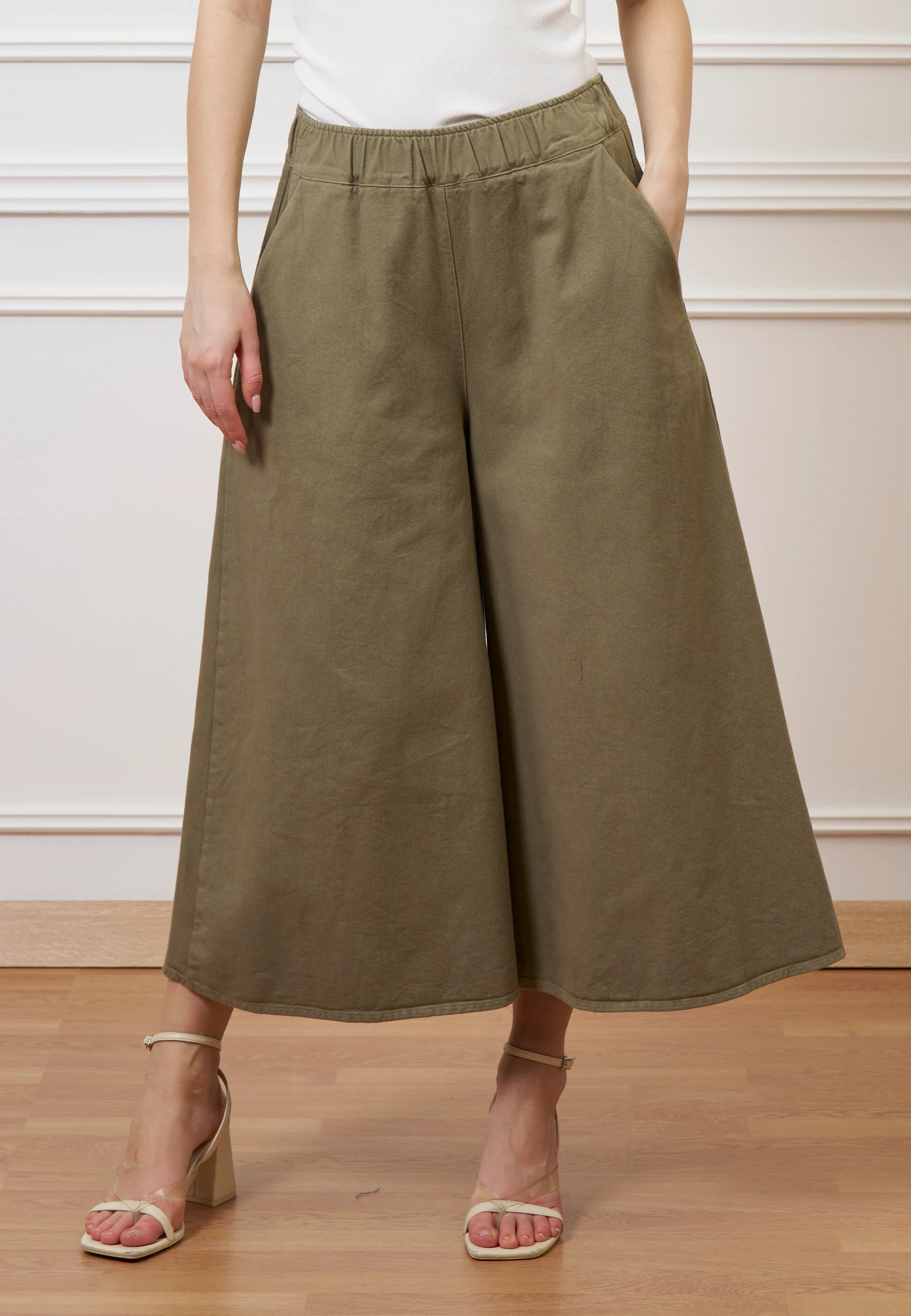 Pantalone gonna in gabardina - MILITARE - Image 2