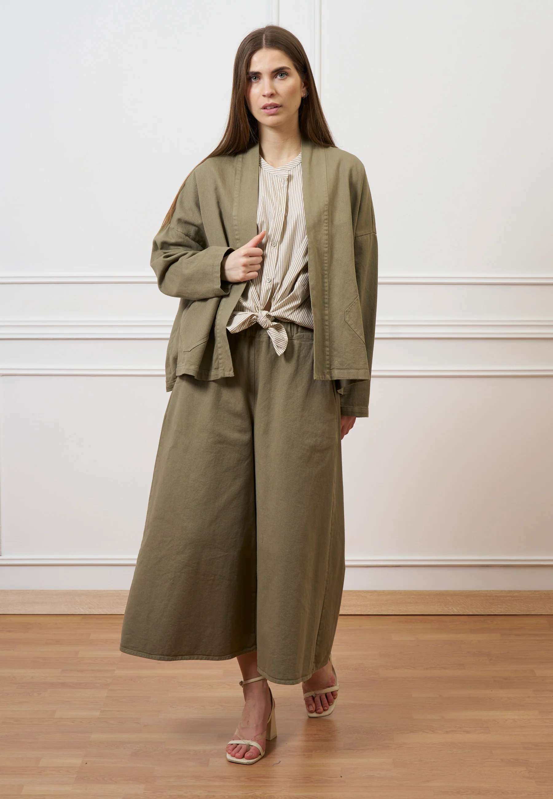 Pantalone gonna in gabardina - MILITARE - Image 3
