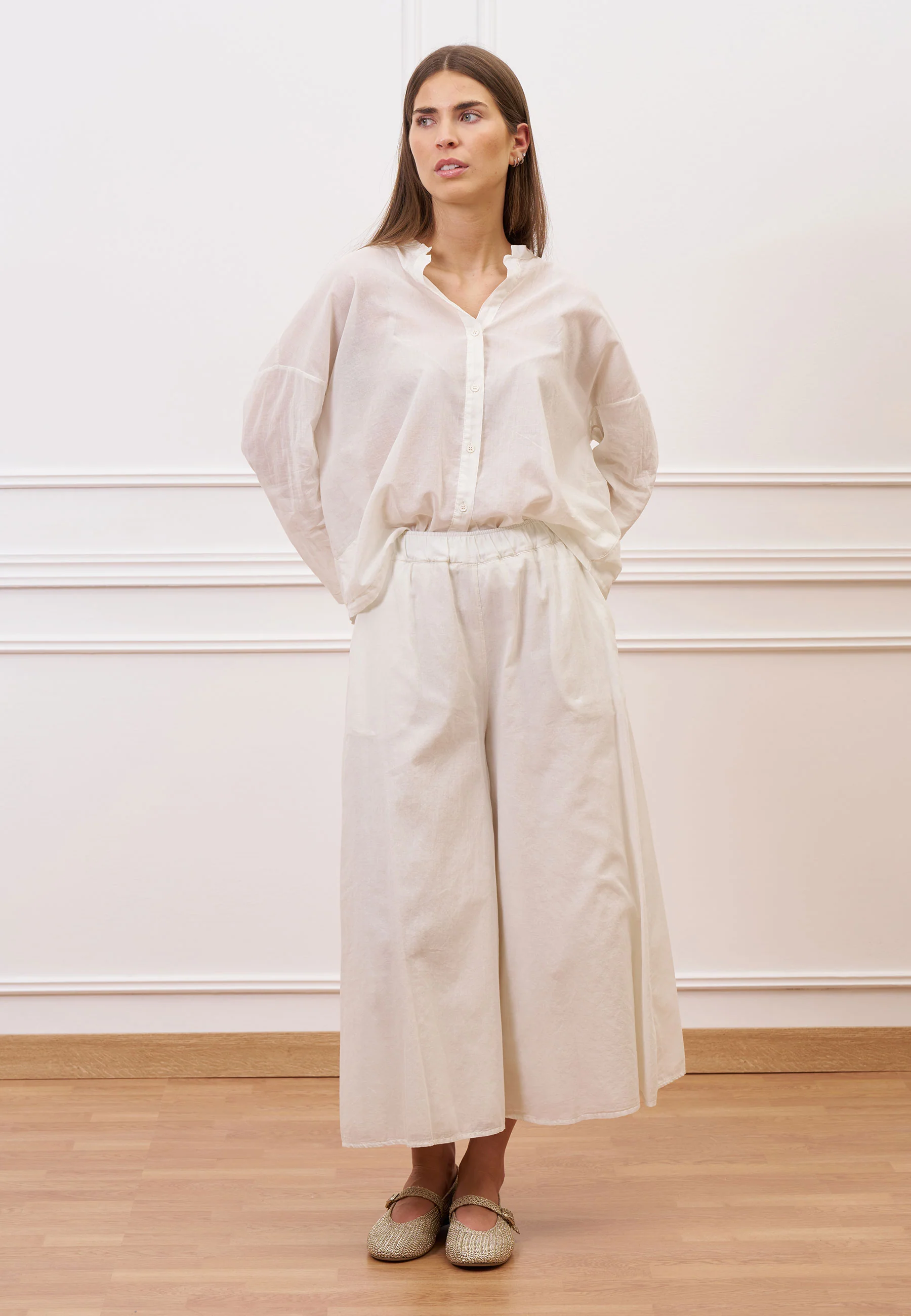 Pantalone gonna in mussola - AVORIO
