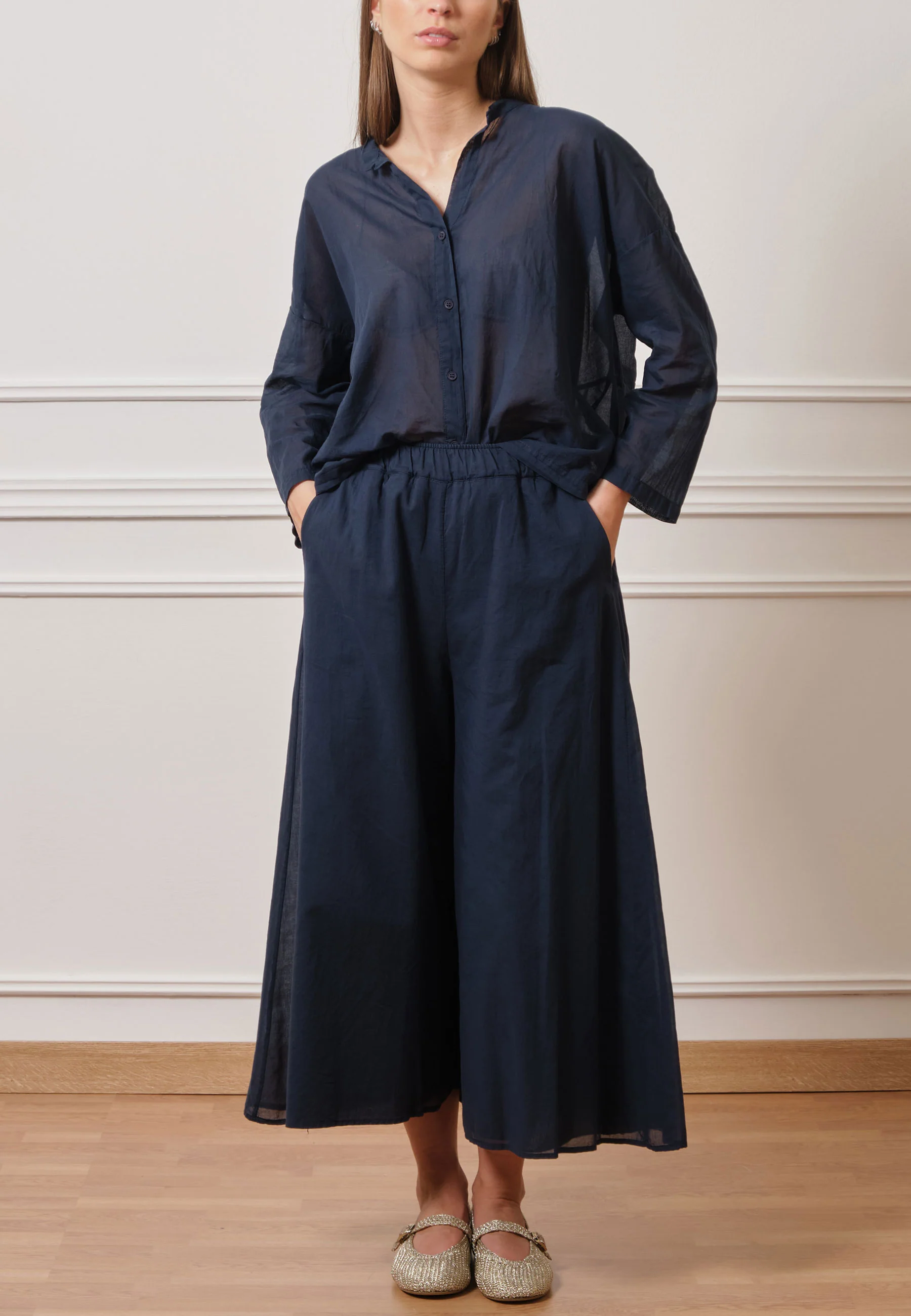 Pantalone gonna in mussola - BLU - Image 4