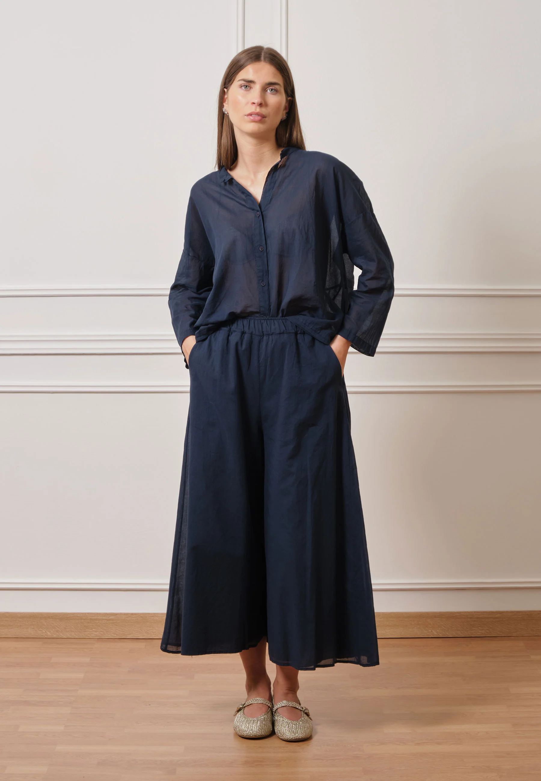 Pantalone gonna in mussola - BLU - Image 6
