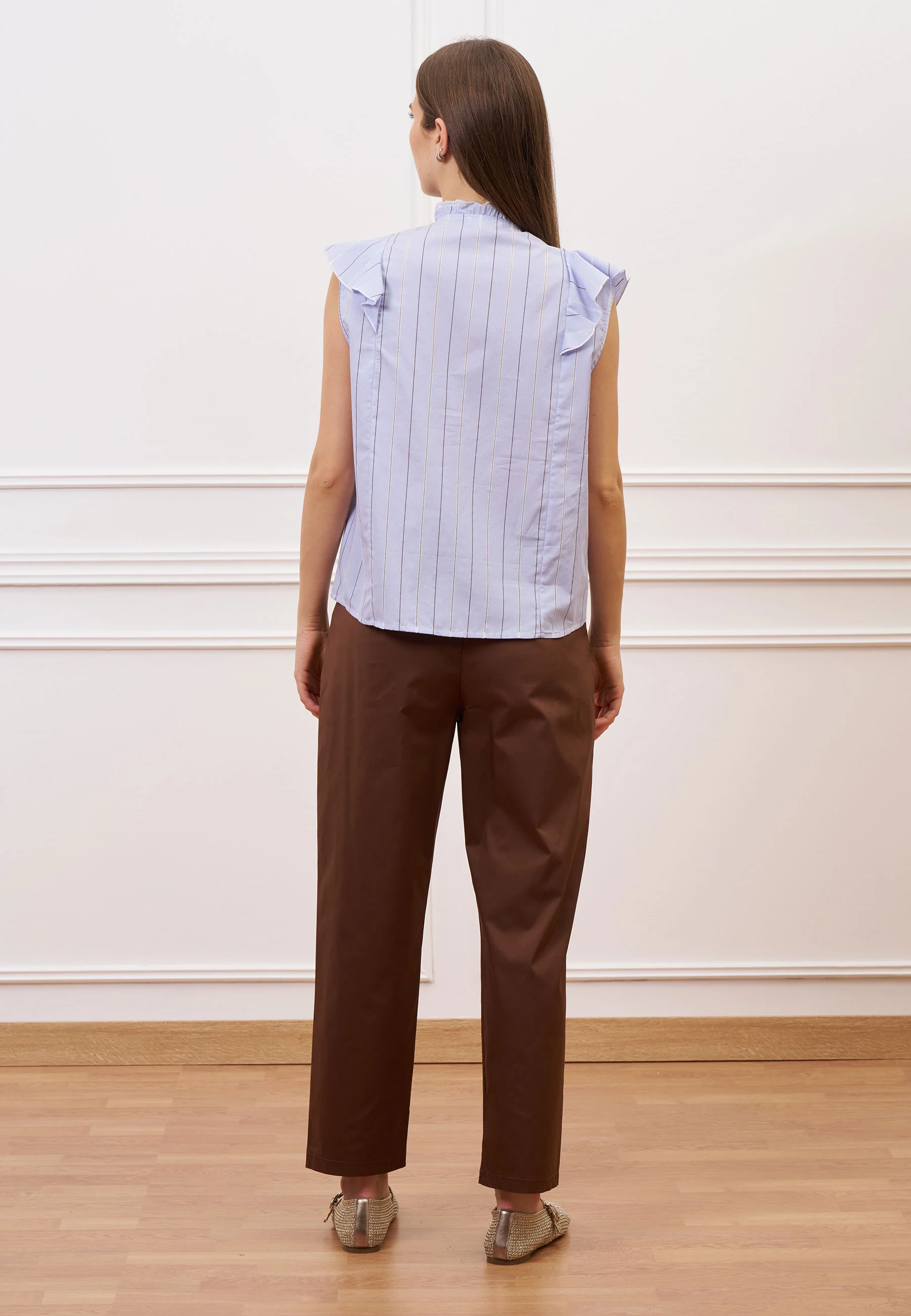 Pantalone in popeline con pince - CAMMELLO - Image 7