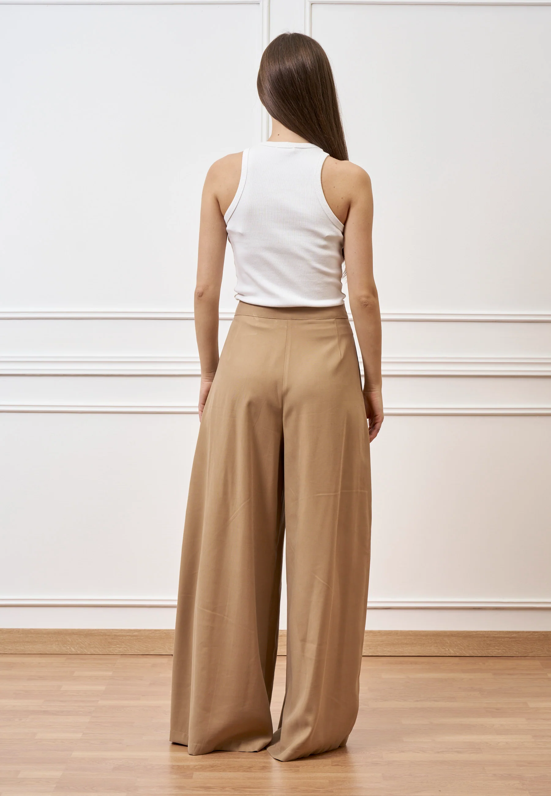 Pantalone largo con pince - CAMMELLO - Image 6