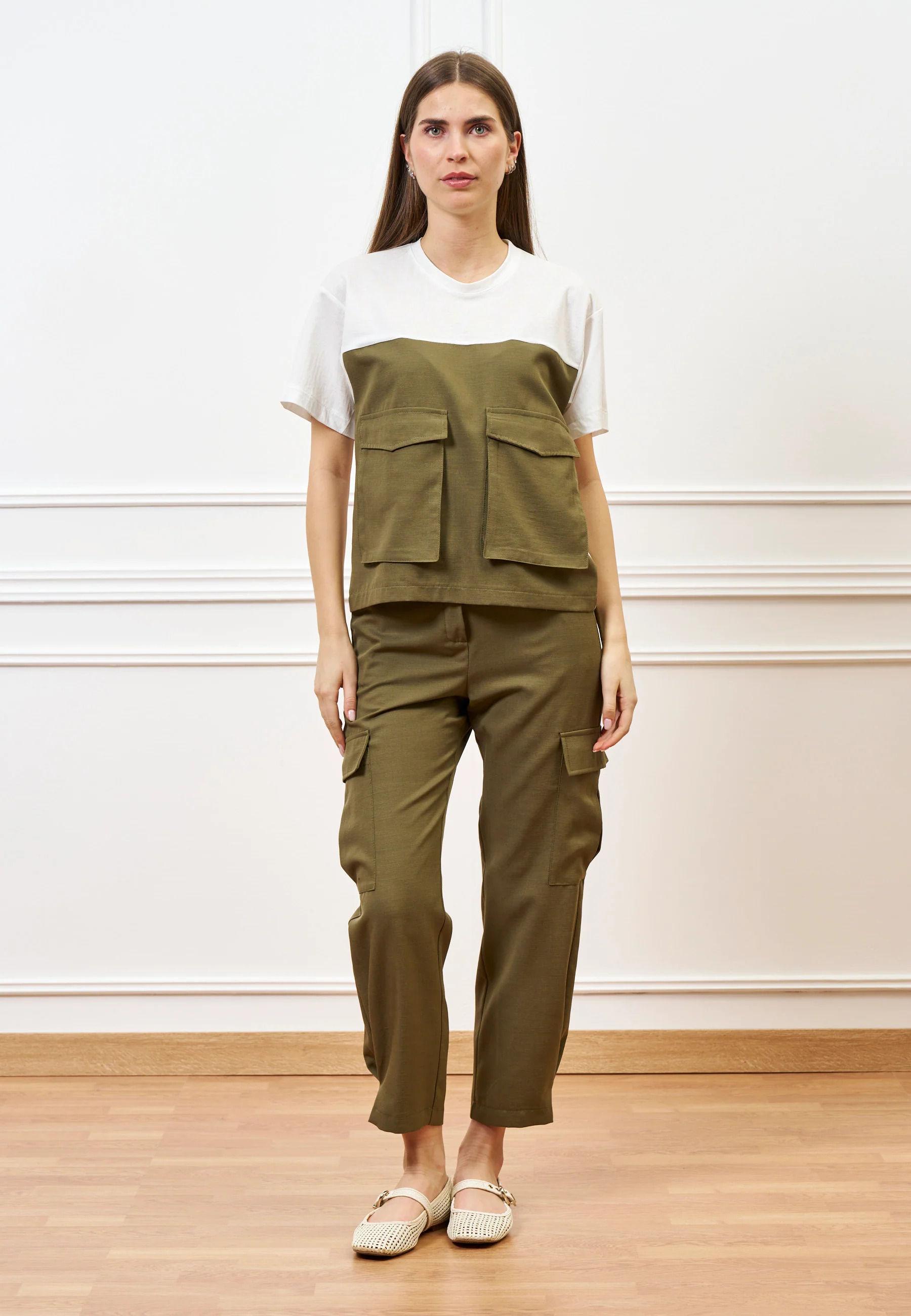 Pantalone militare con tasconi - MILITARE - Image 3
