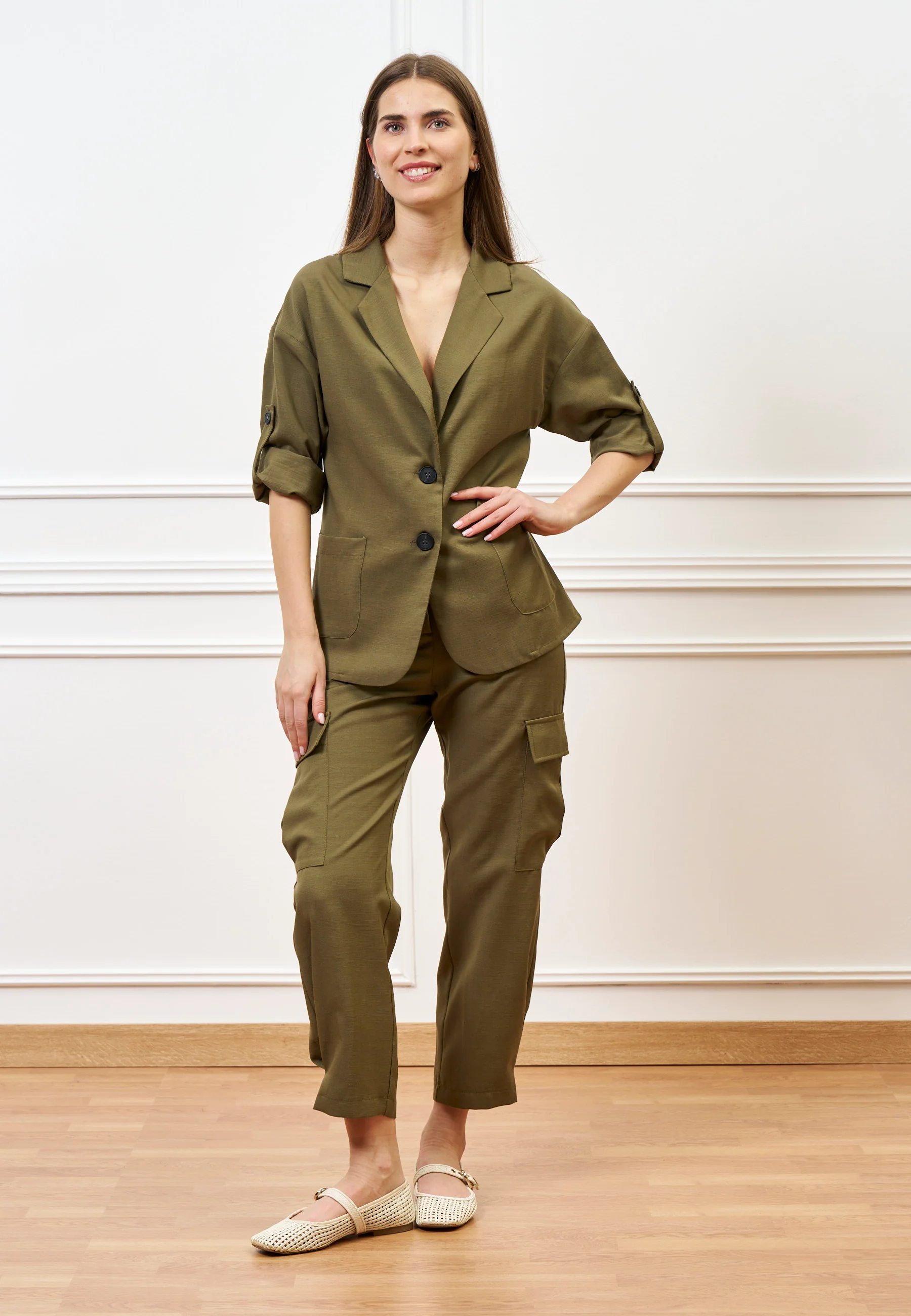 Pantalone militare con tasconi - MILITARE - Image 5