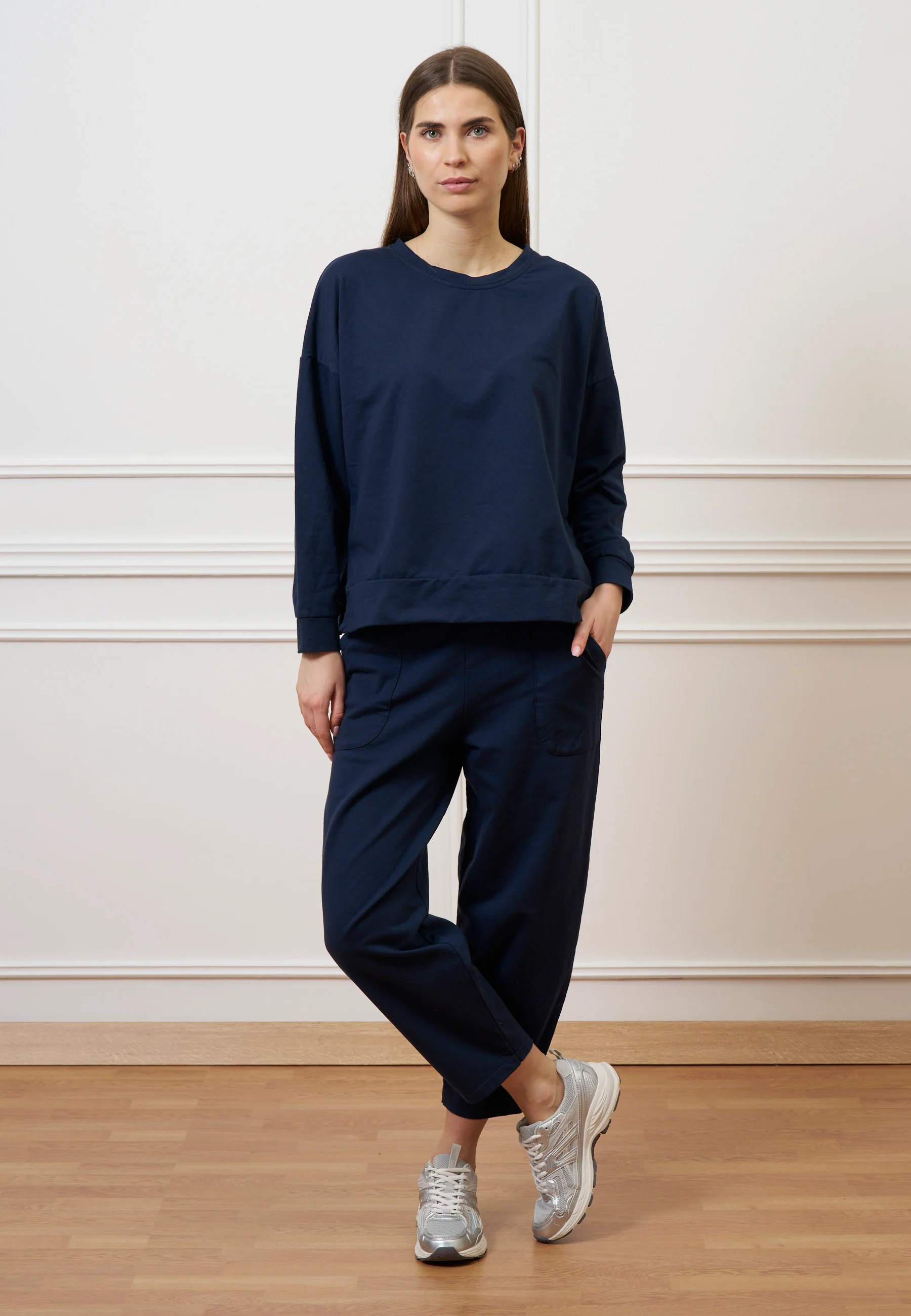 Pantalone mom fit in felpa  - BLU - Image 8