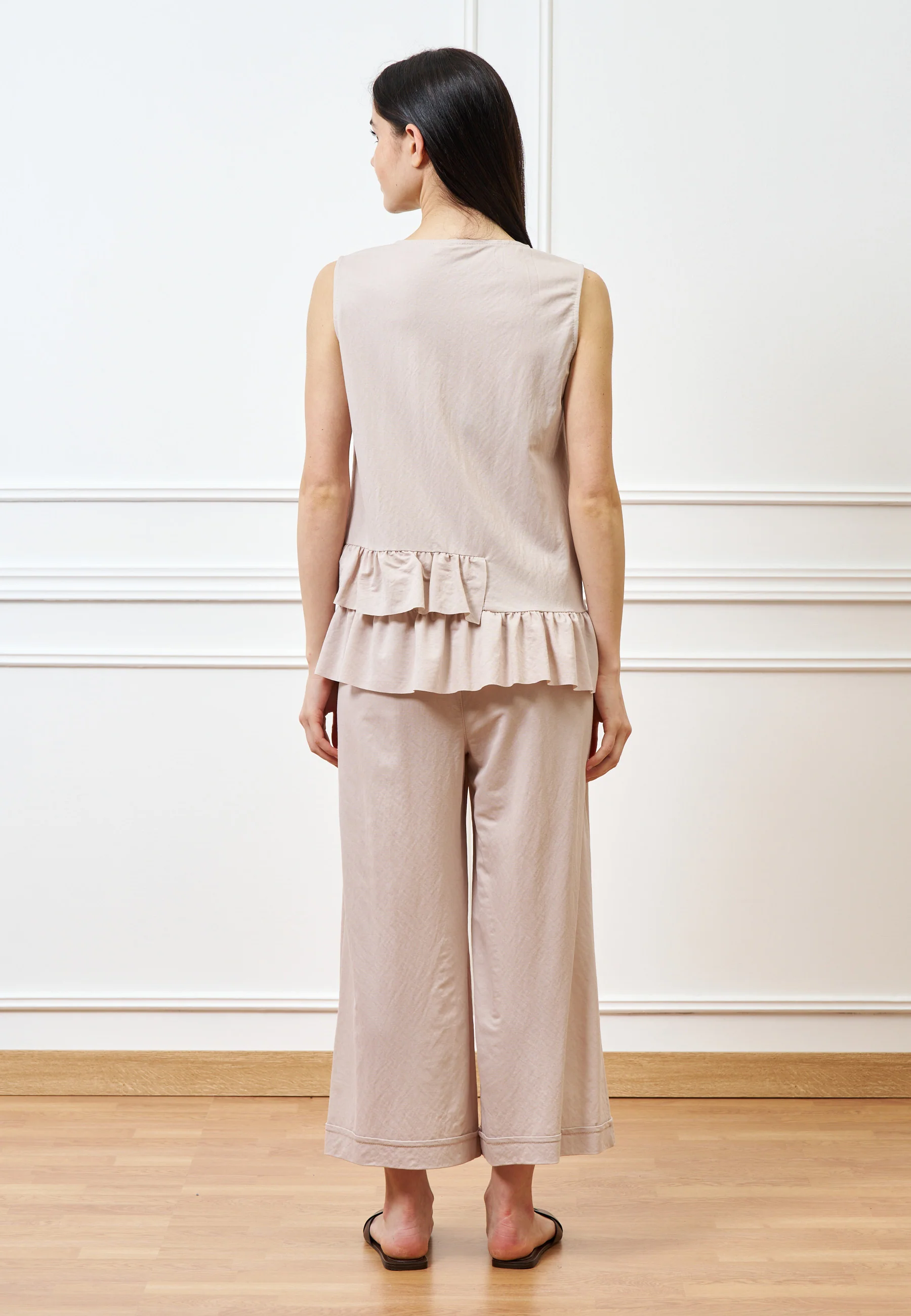 Pantalone palazzo alla caviglia - BEIGE - Image 8