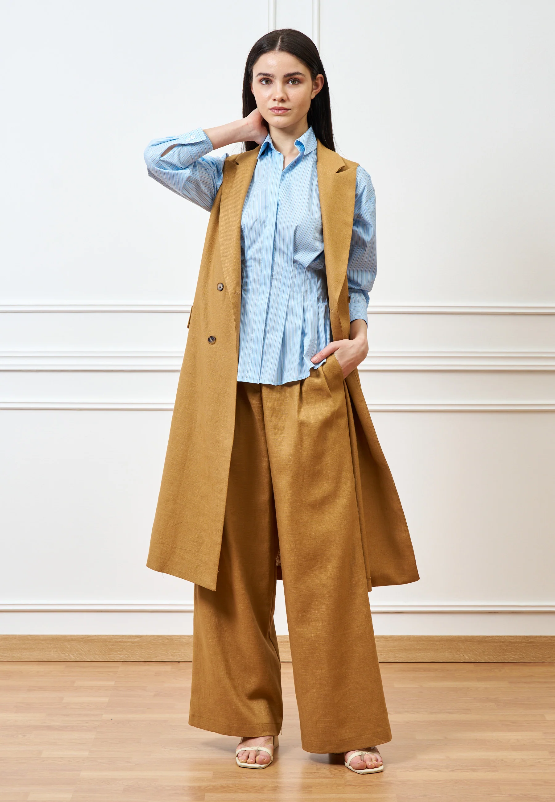Pantalone palazzo con gamba ampia - CAMMELLO - Image 12