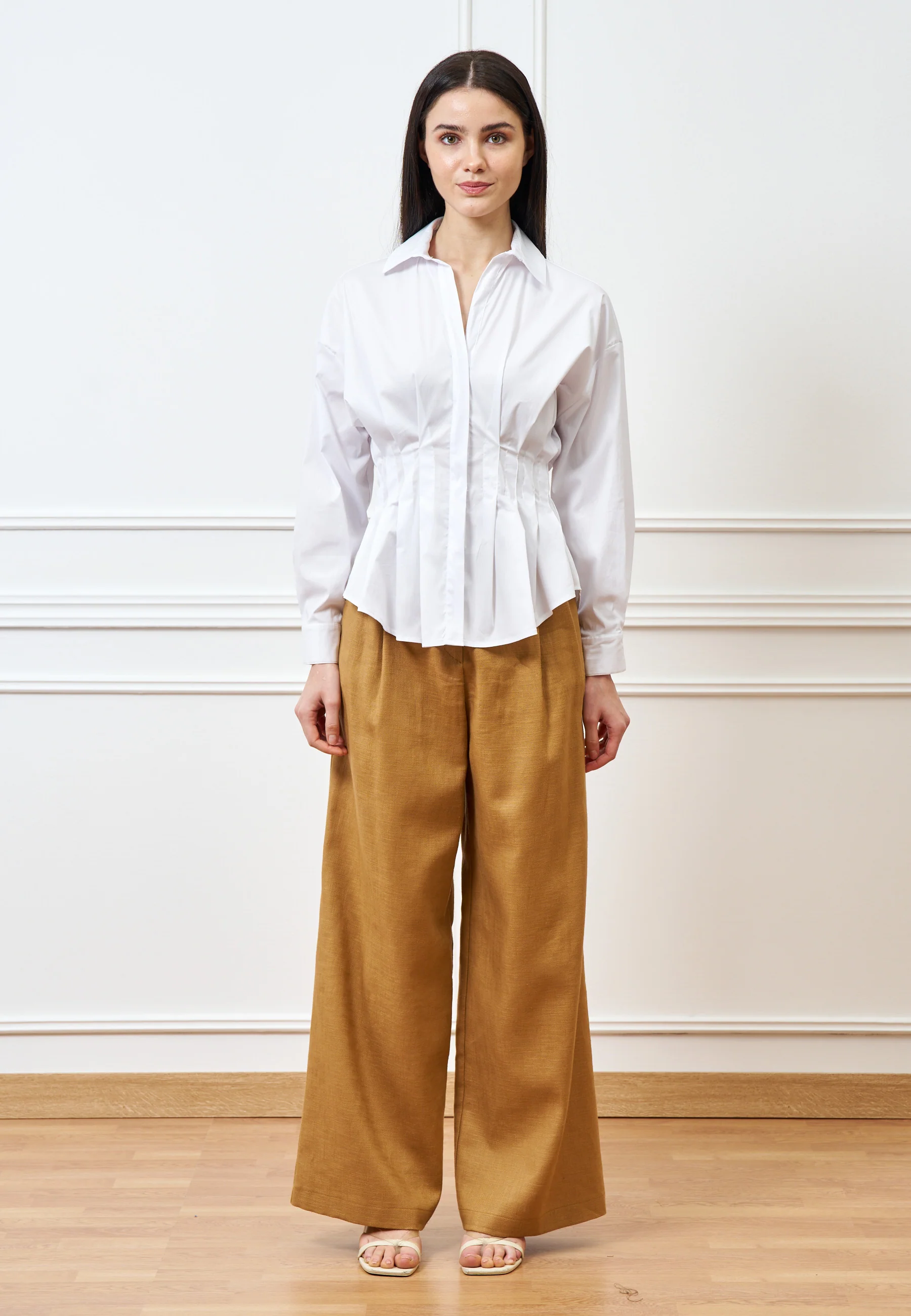 Pantalone palazzo con gamba ampia - CAMMELLO - Image 2