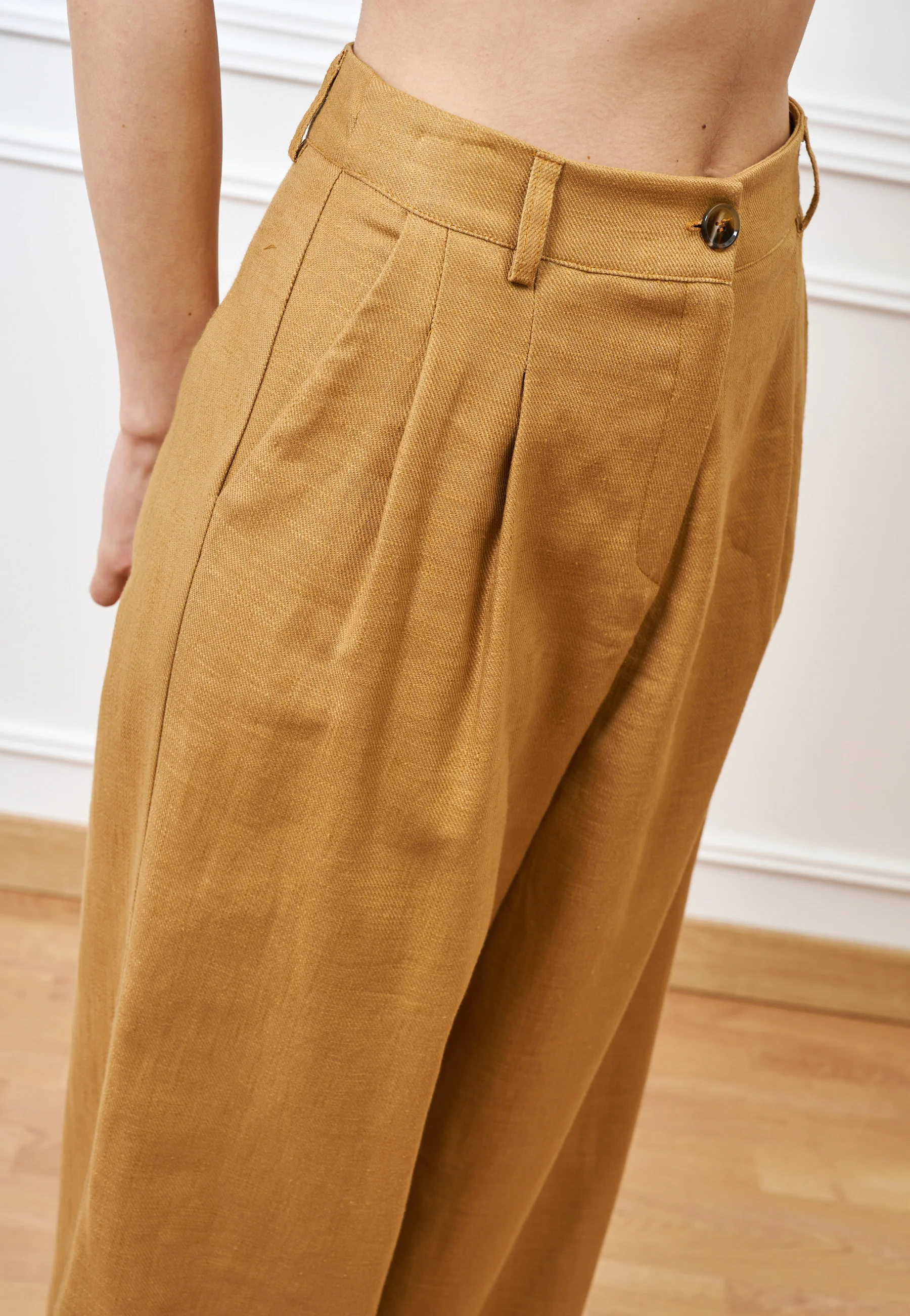 Pantalone palazzo con gamba ampia - CAMMELLO - Image 3