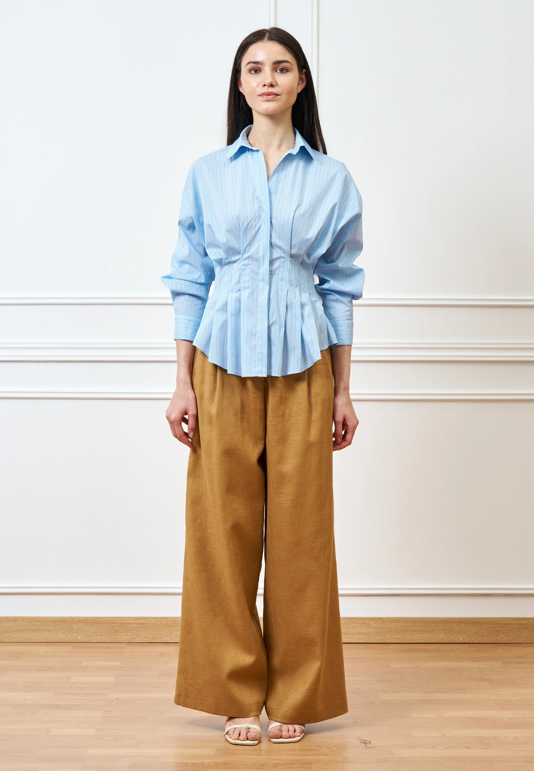 Pantalone palazzo con gamba ampia - CAMMELLO - Image 5