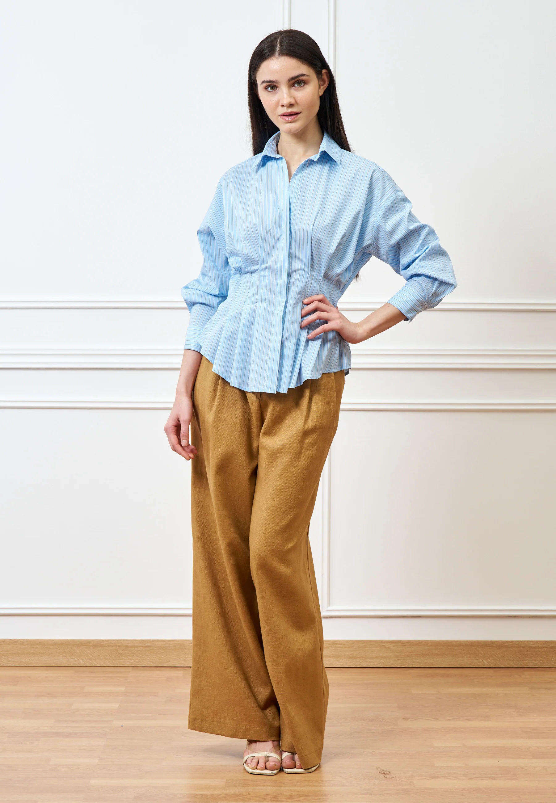 Pantalone palazzo con gamba ampia - CAMMELLO - Image 6