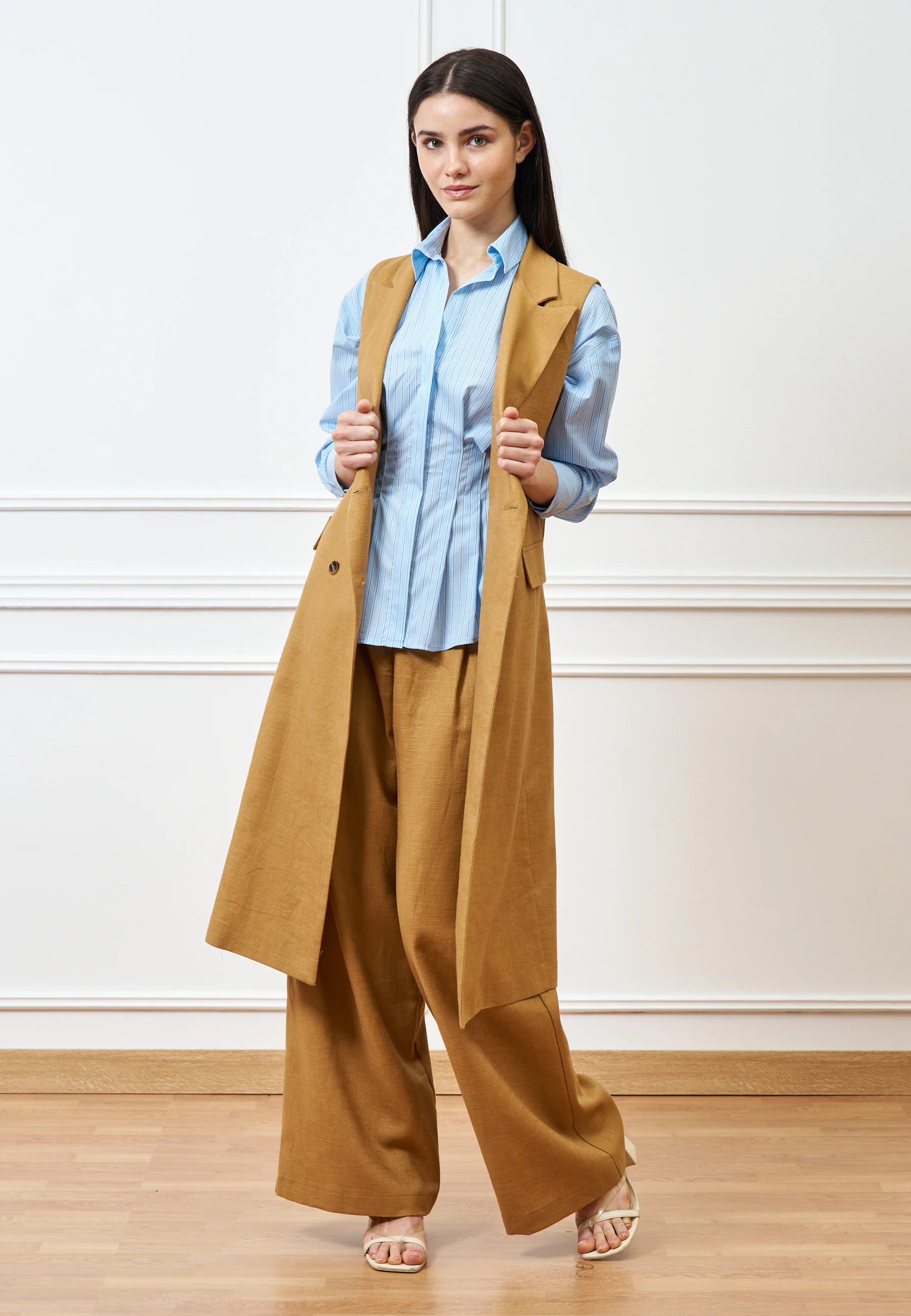 Pantalone palazzo con gamba ampia - CAMMELLO - Image 8
