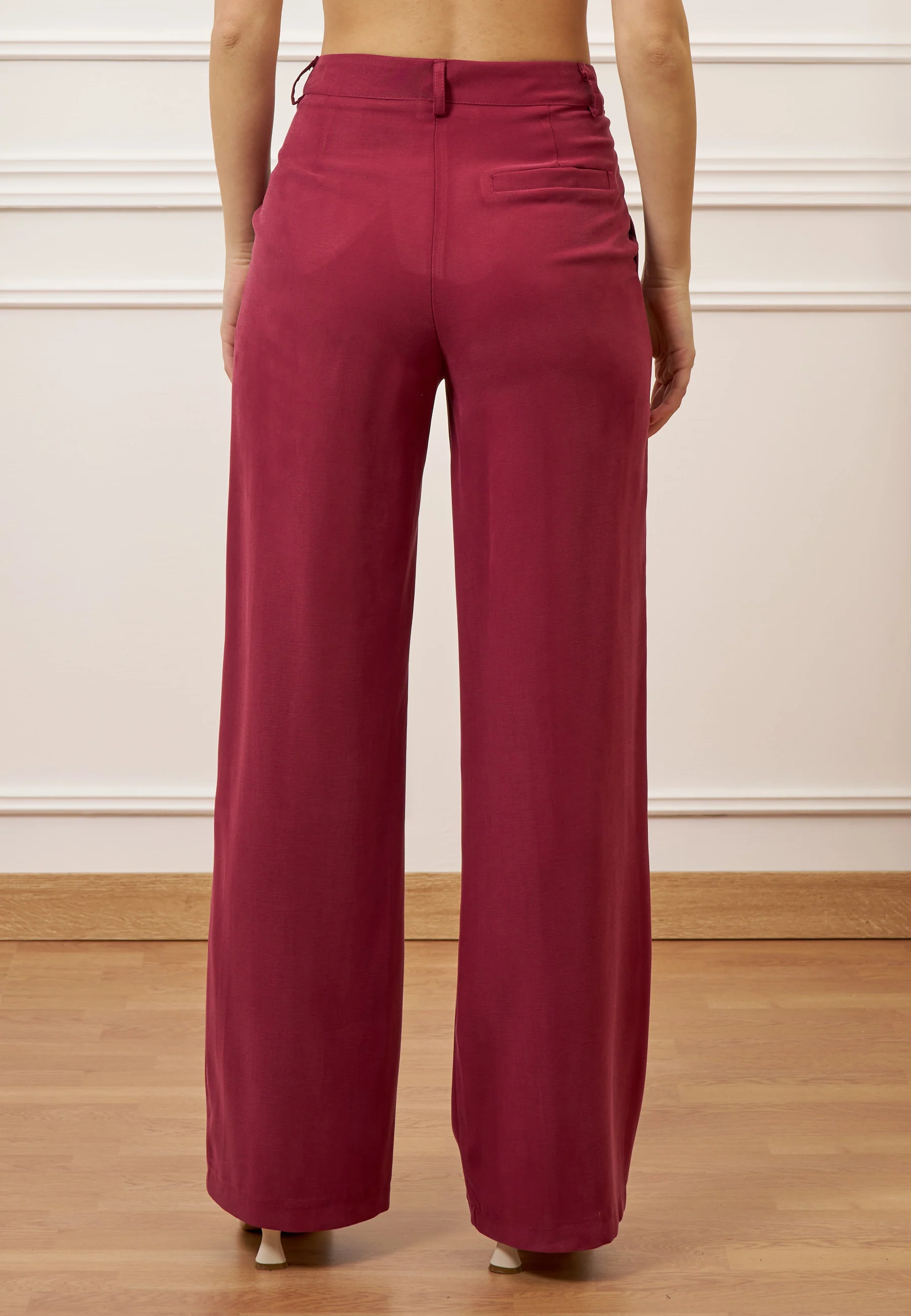 Pantalone palazzo con pinces - BORDEAUX - Image 6