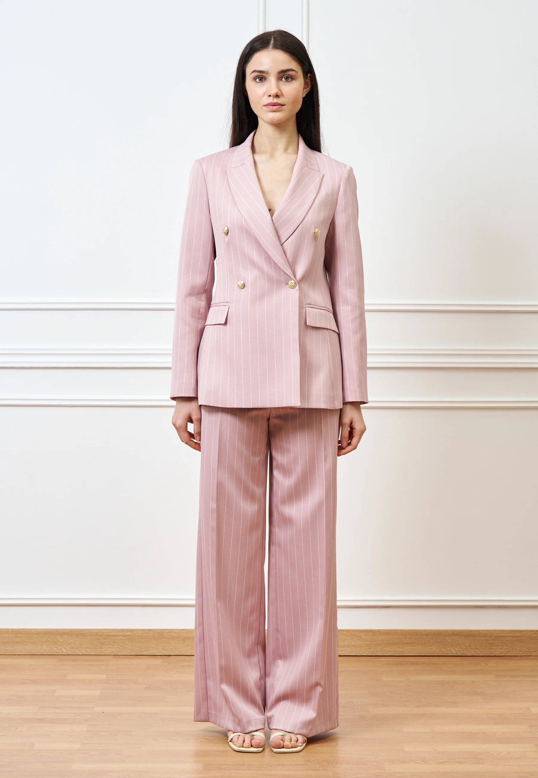 Pantalone palazzo gessato - ROSA - Image 3