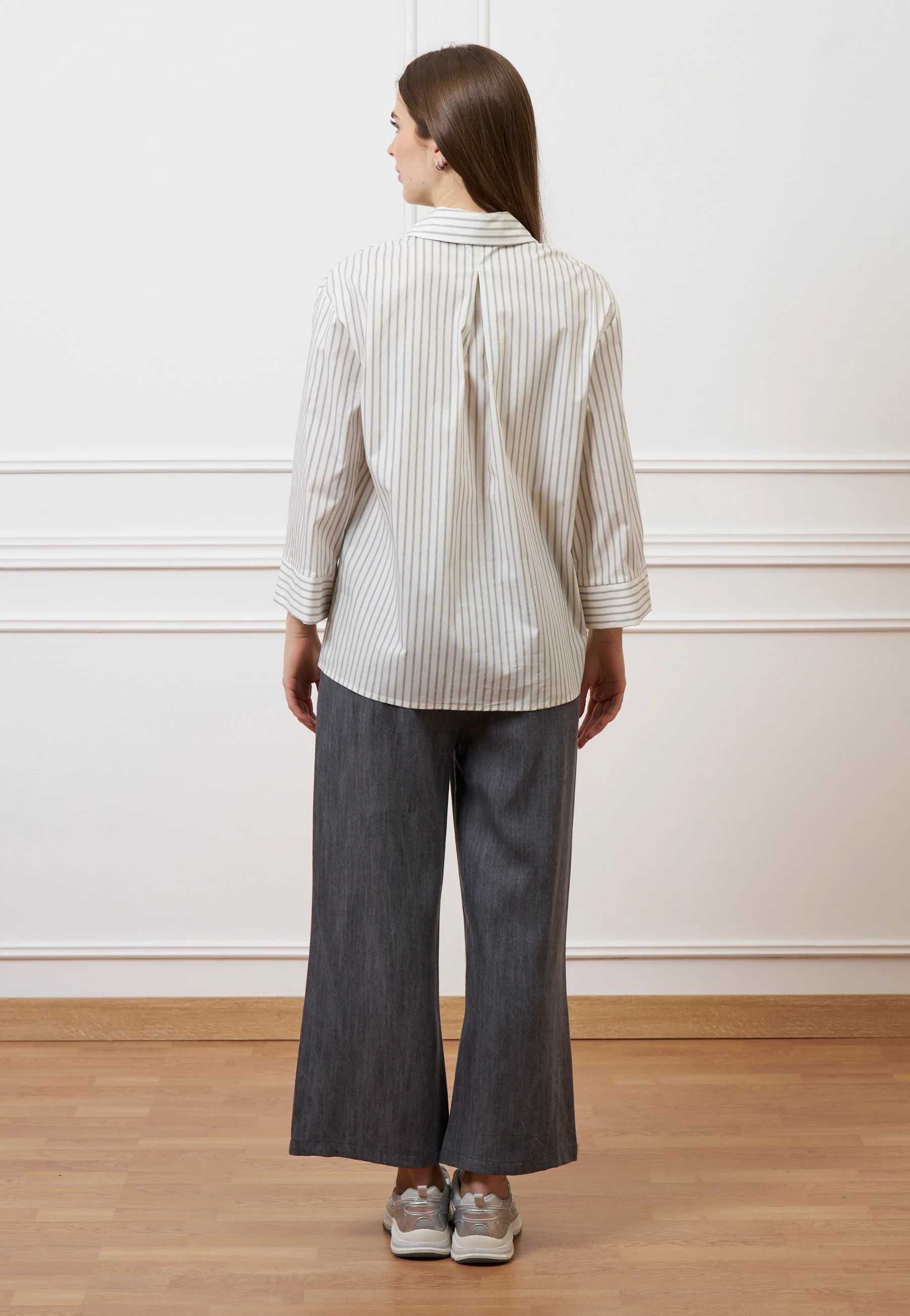 Pantalone palazzo in tencel - GRIGIO MEDIO - Image 6