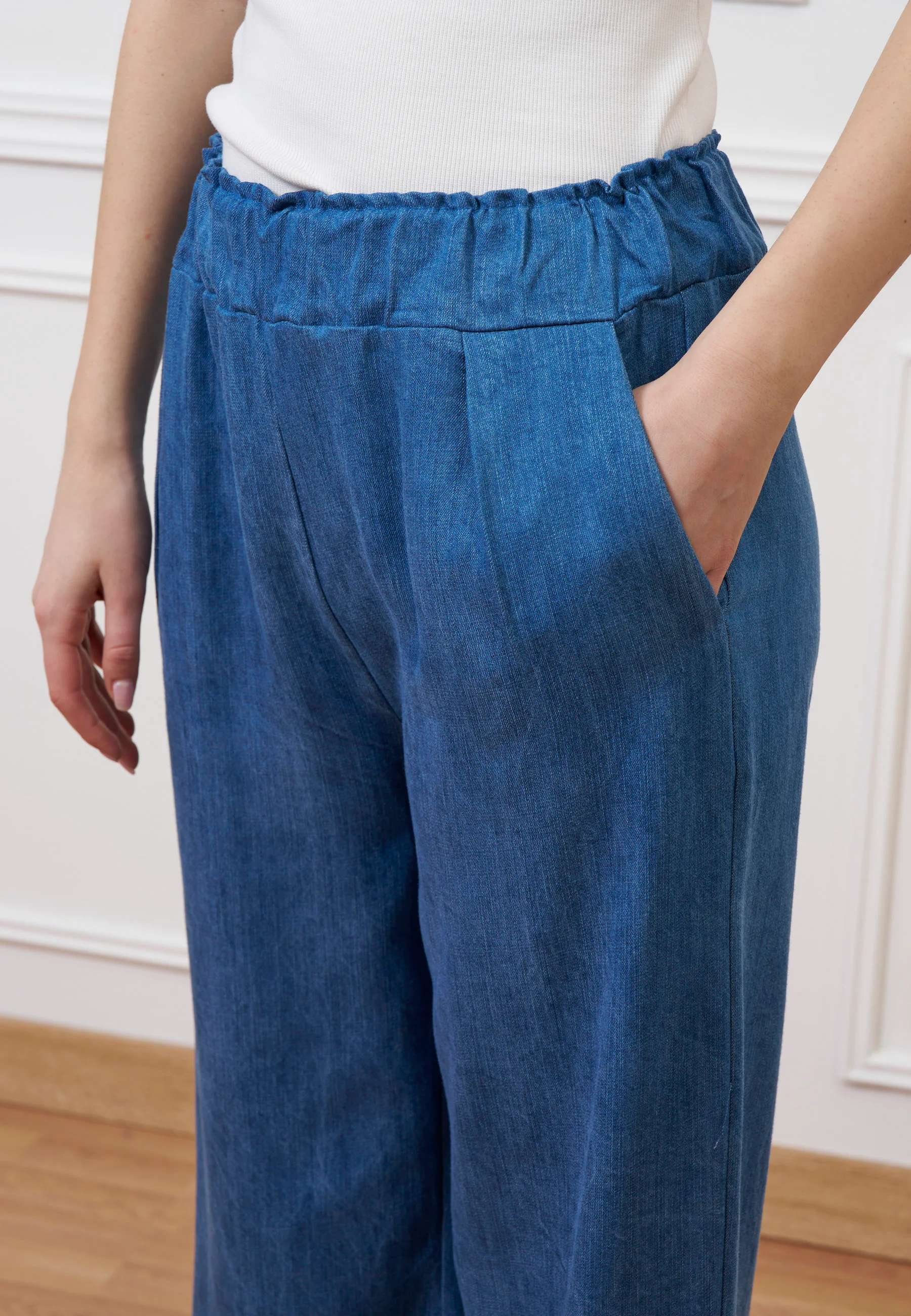 Pantalone palazzo in tencel - JEANS - Image 3