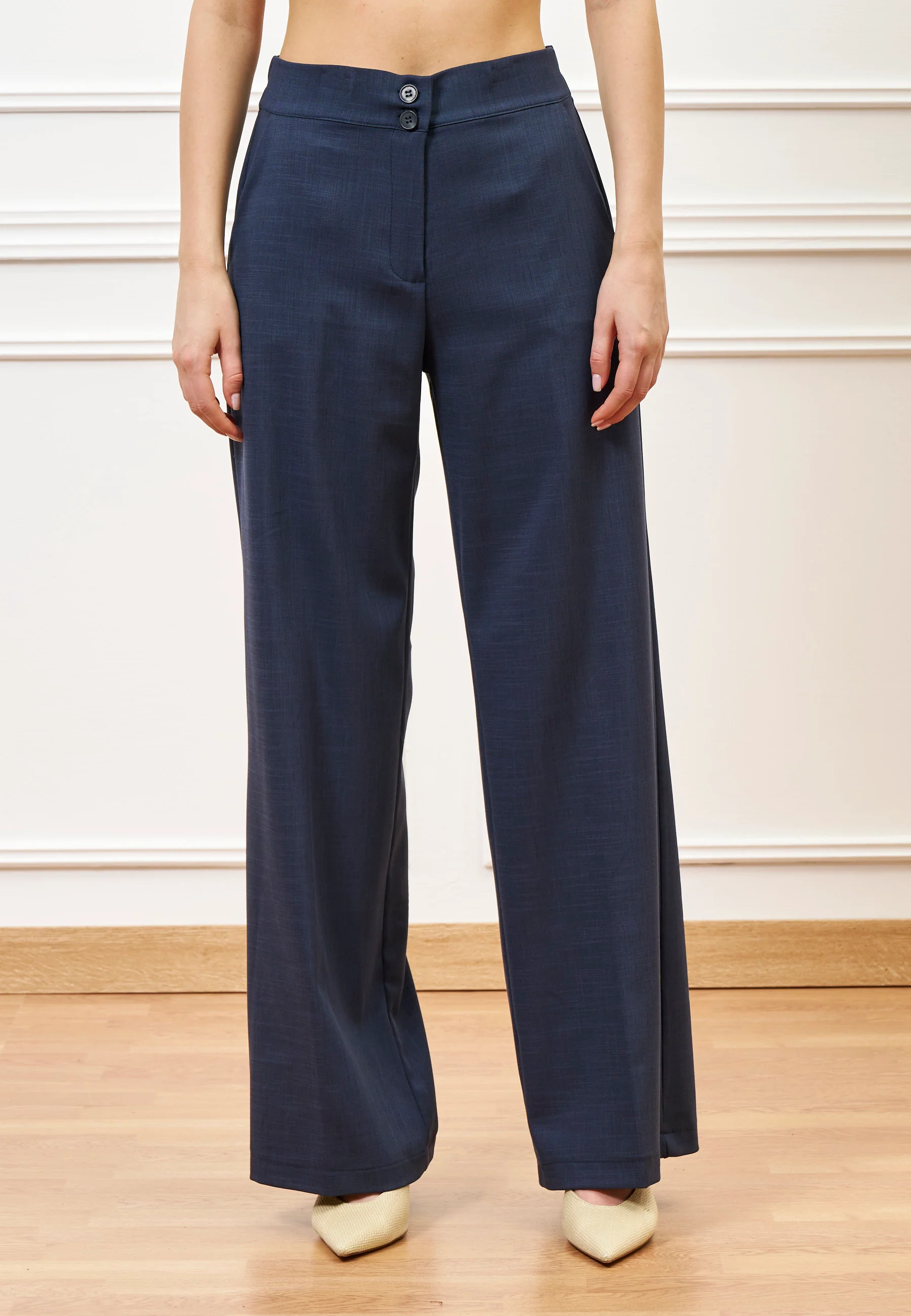 Pantalone palazzo melange - BLU - Image 2