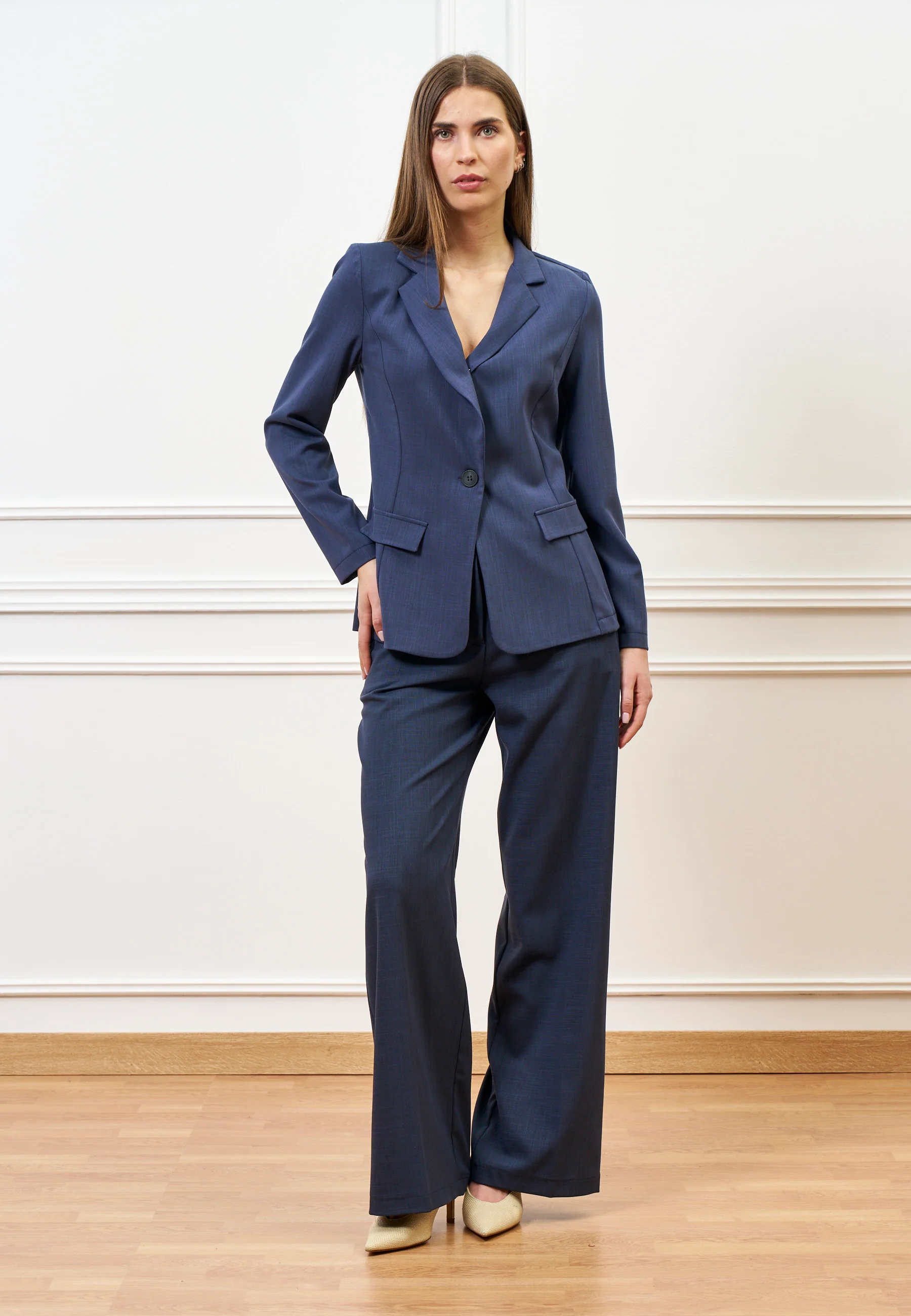 Pantalone palazzo melange - BLU - Image 3