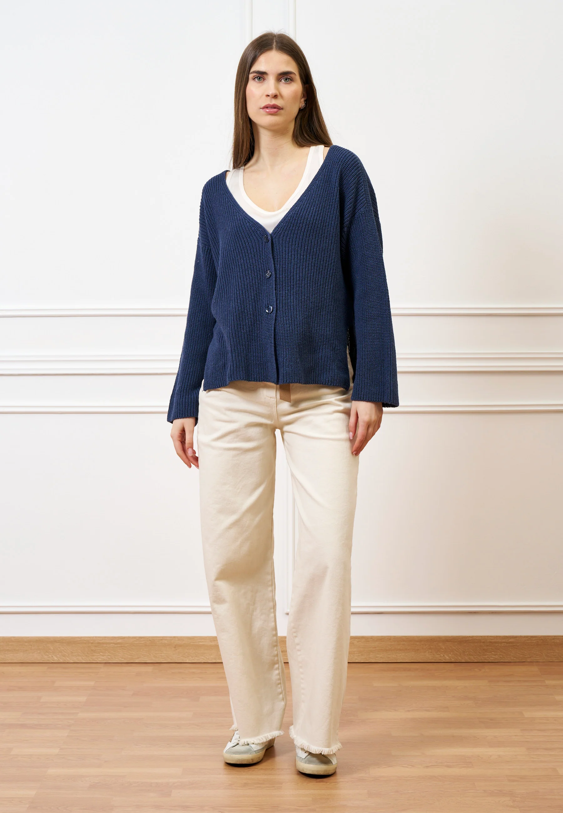 Pantalone palazzo orlo sfrangiato  - AVORIO - Image 11