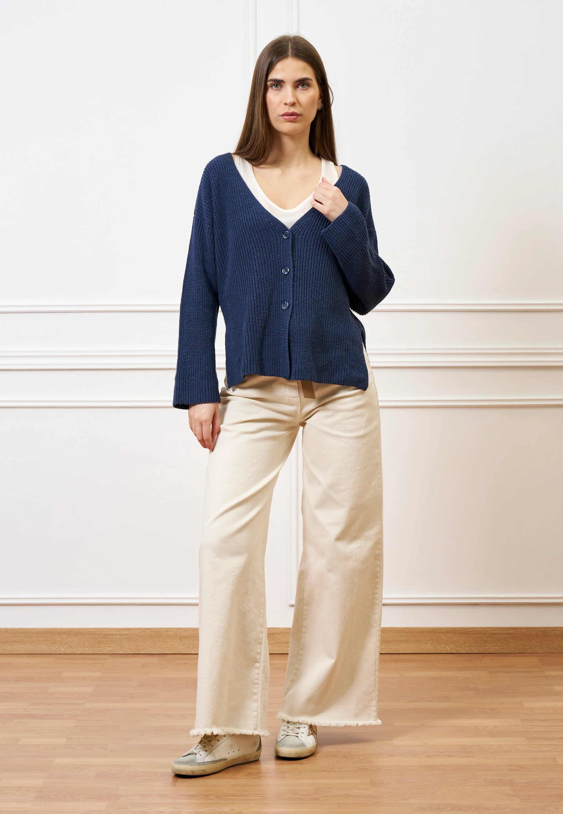 Pantalone palazzo orlo sfrangiato  - AVORIO - Image 12