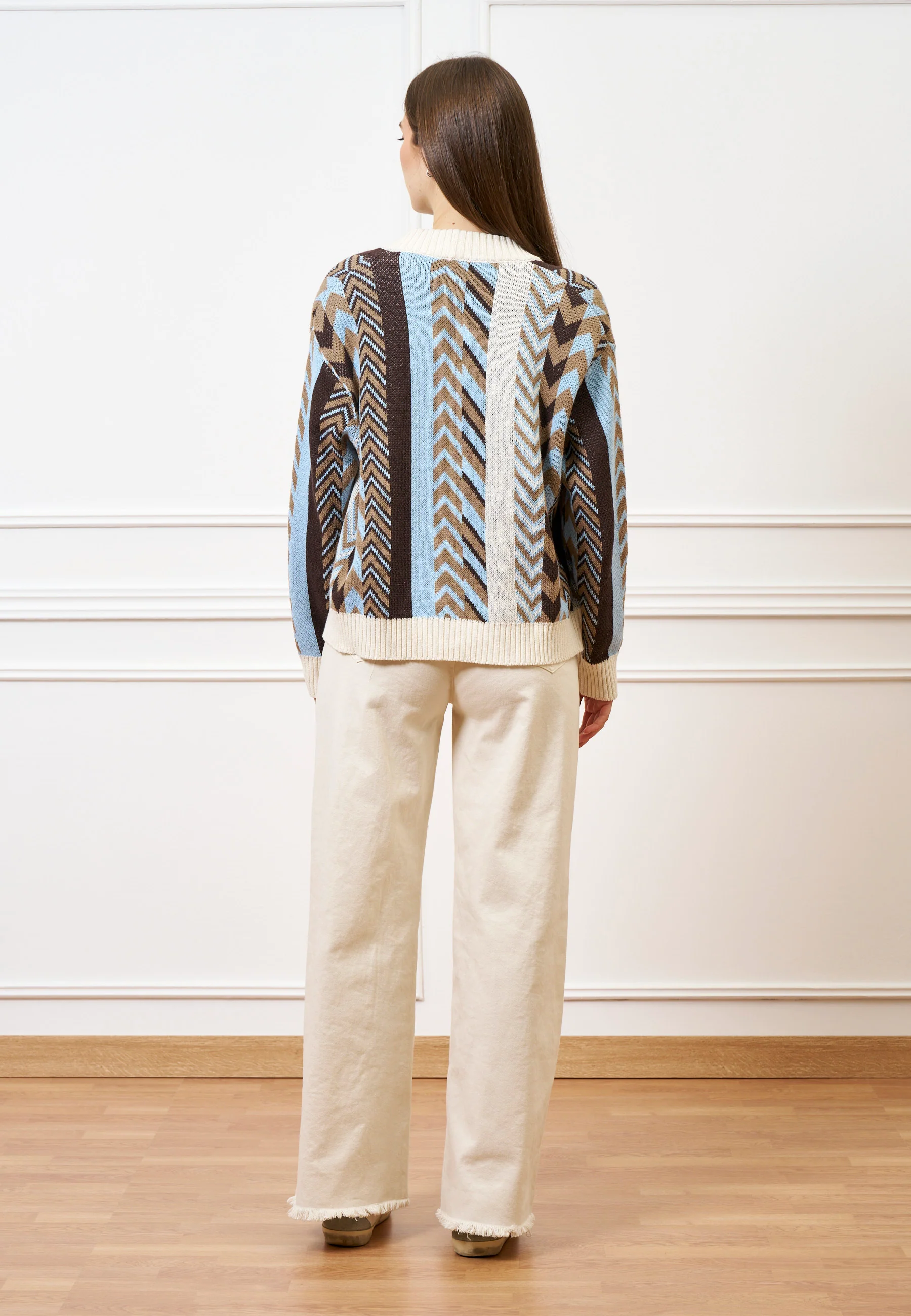 Pantalone palazzo orlo sfrangiato  - AVORIO - Image 7