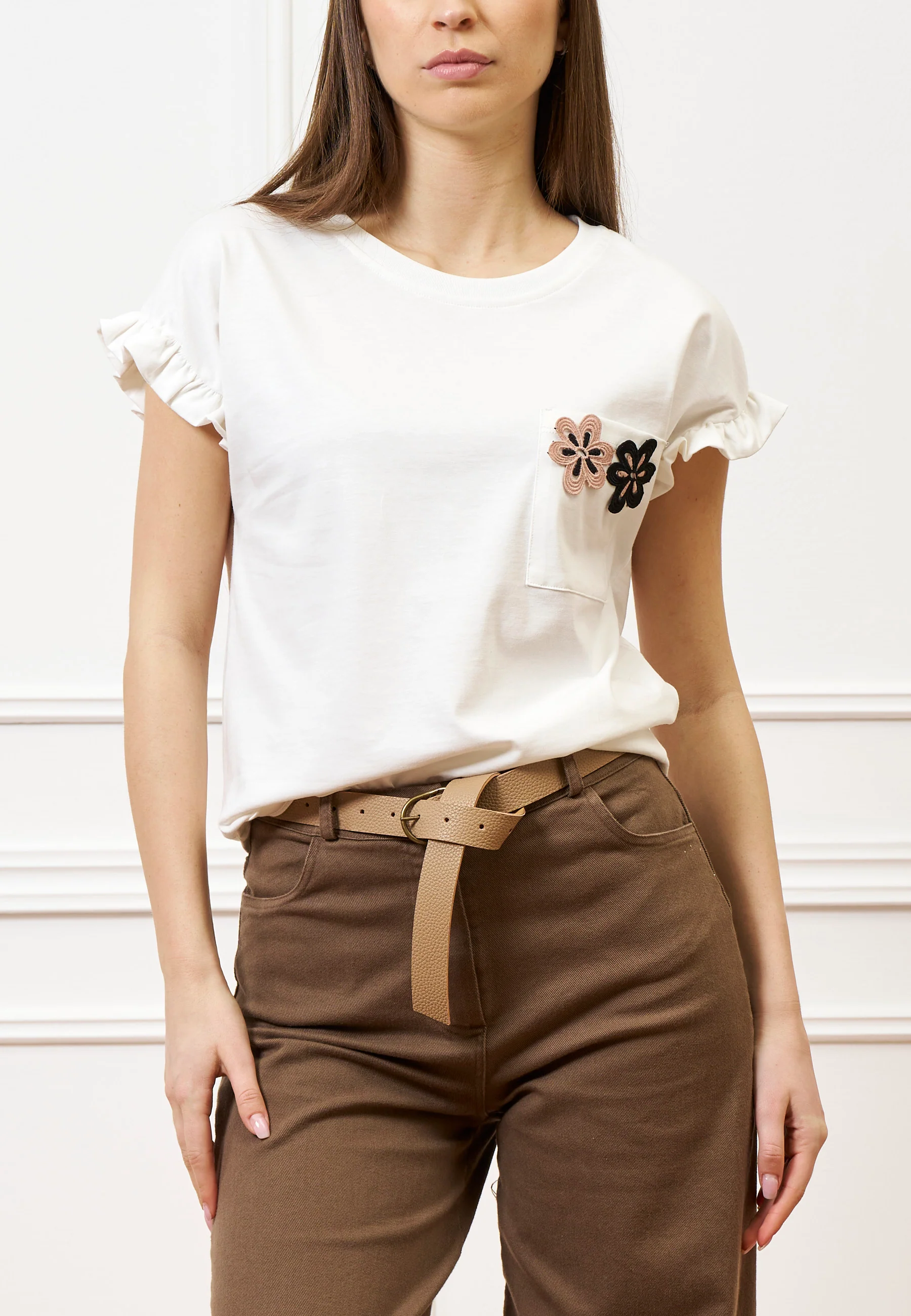 Pantalone palazzo orlo sfrangiato  - FANGO - Image 17