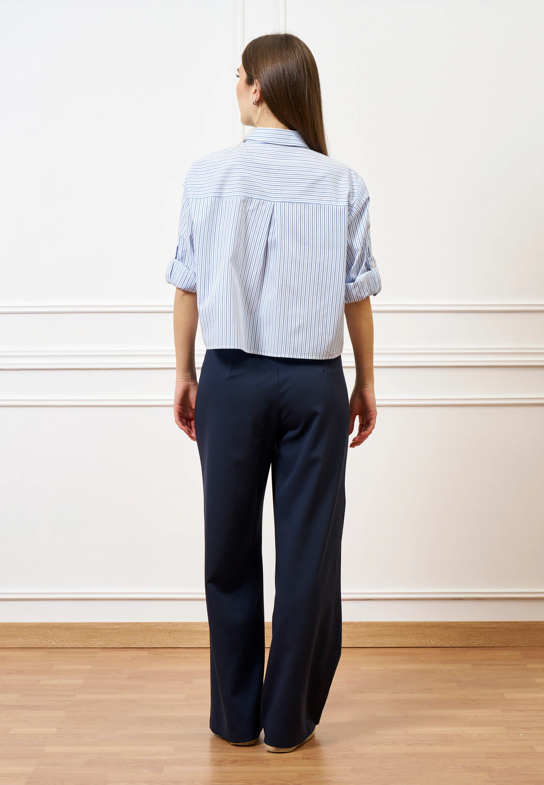 Pantalone palazzo zip sul fianco - BLU - Image 8