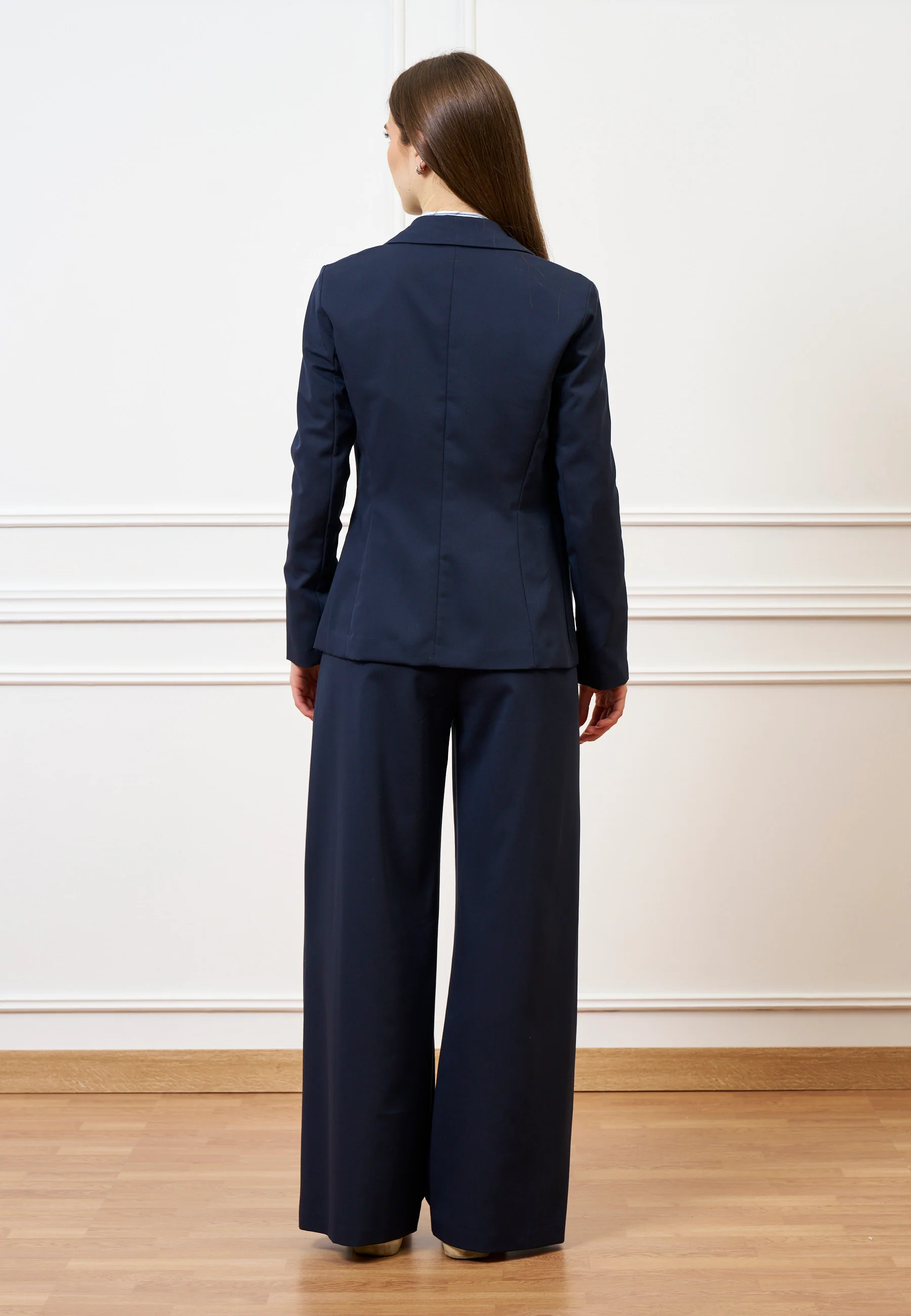 Pantalone palazzo zip sul fianco - BLU - Image 9