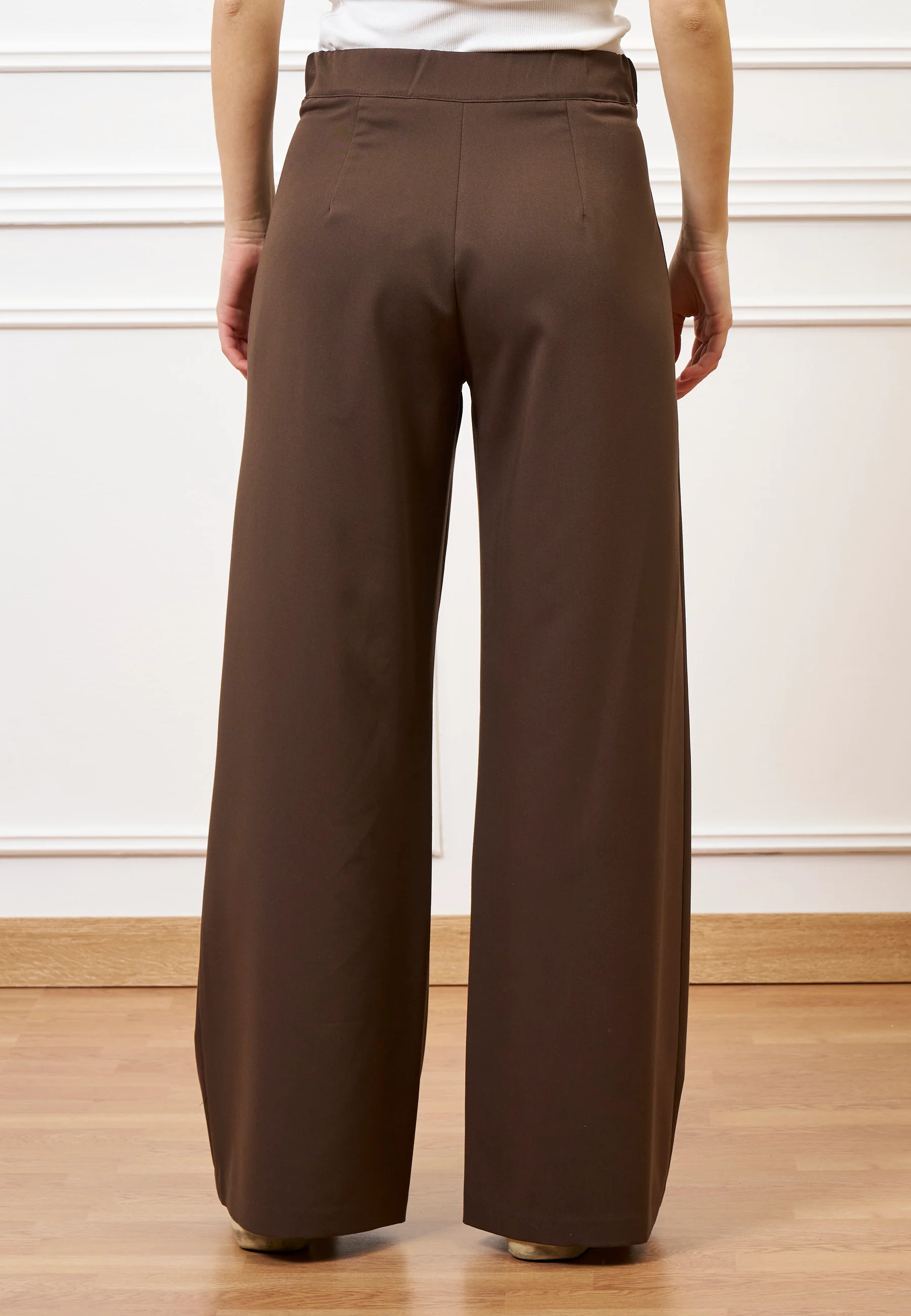 Pantalone palazzo zip sul fianco - MARRONE - Image 7