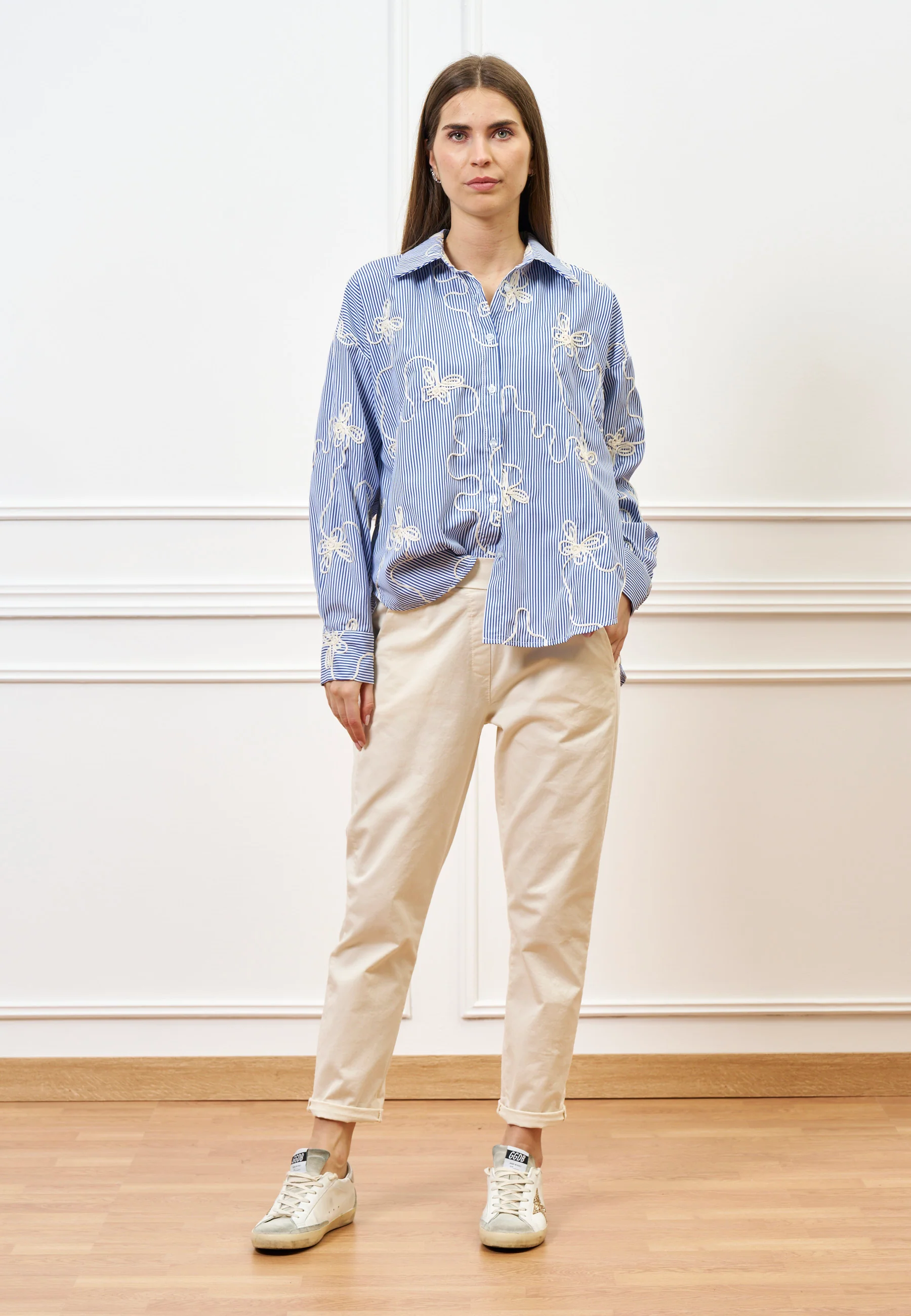 Pantalone sigaretta con elastico sul retro - AVORIO