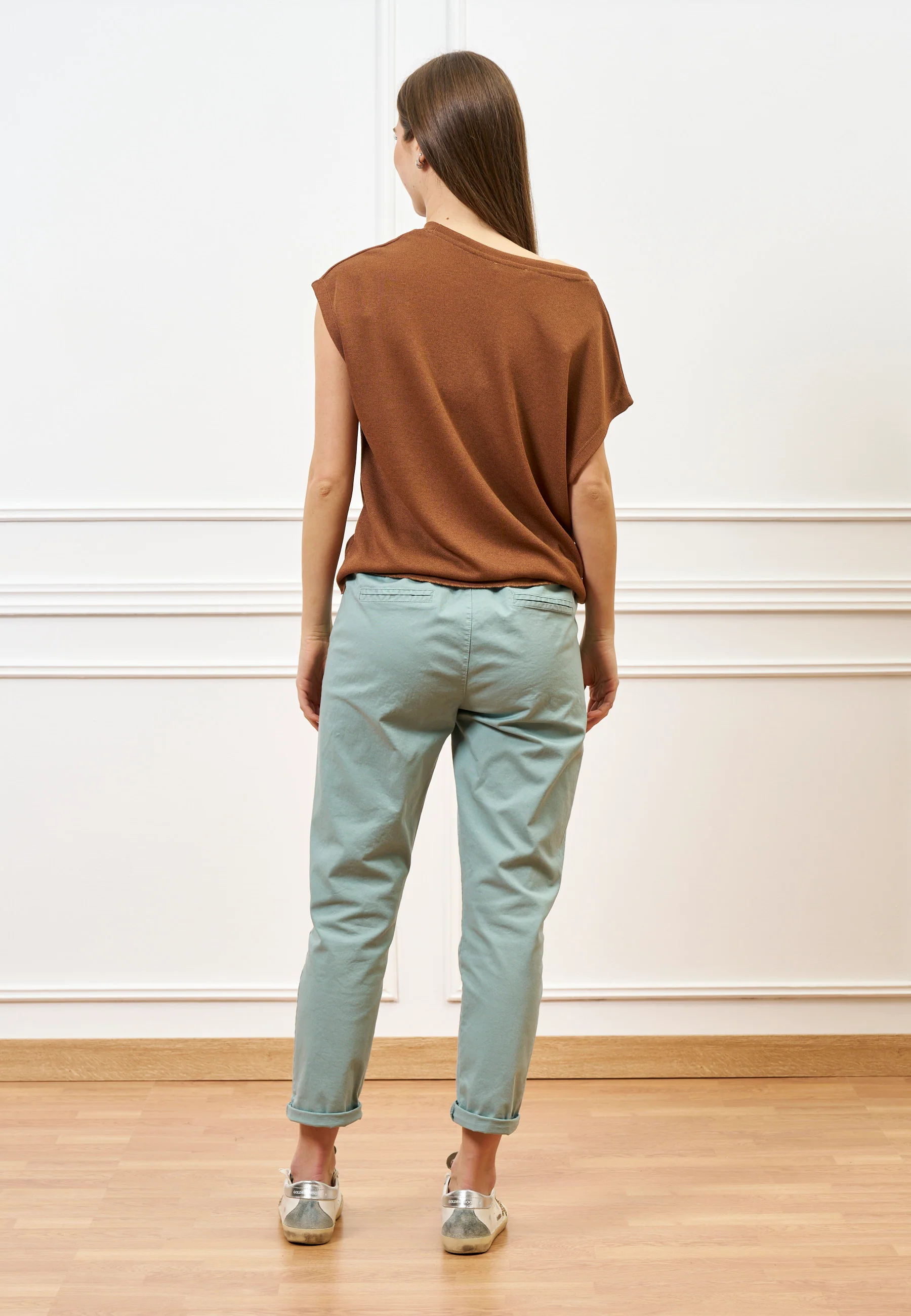 Pantalone sigaretta con elastico sul retro - SALVIA - Image 6