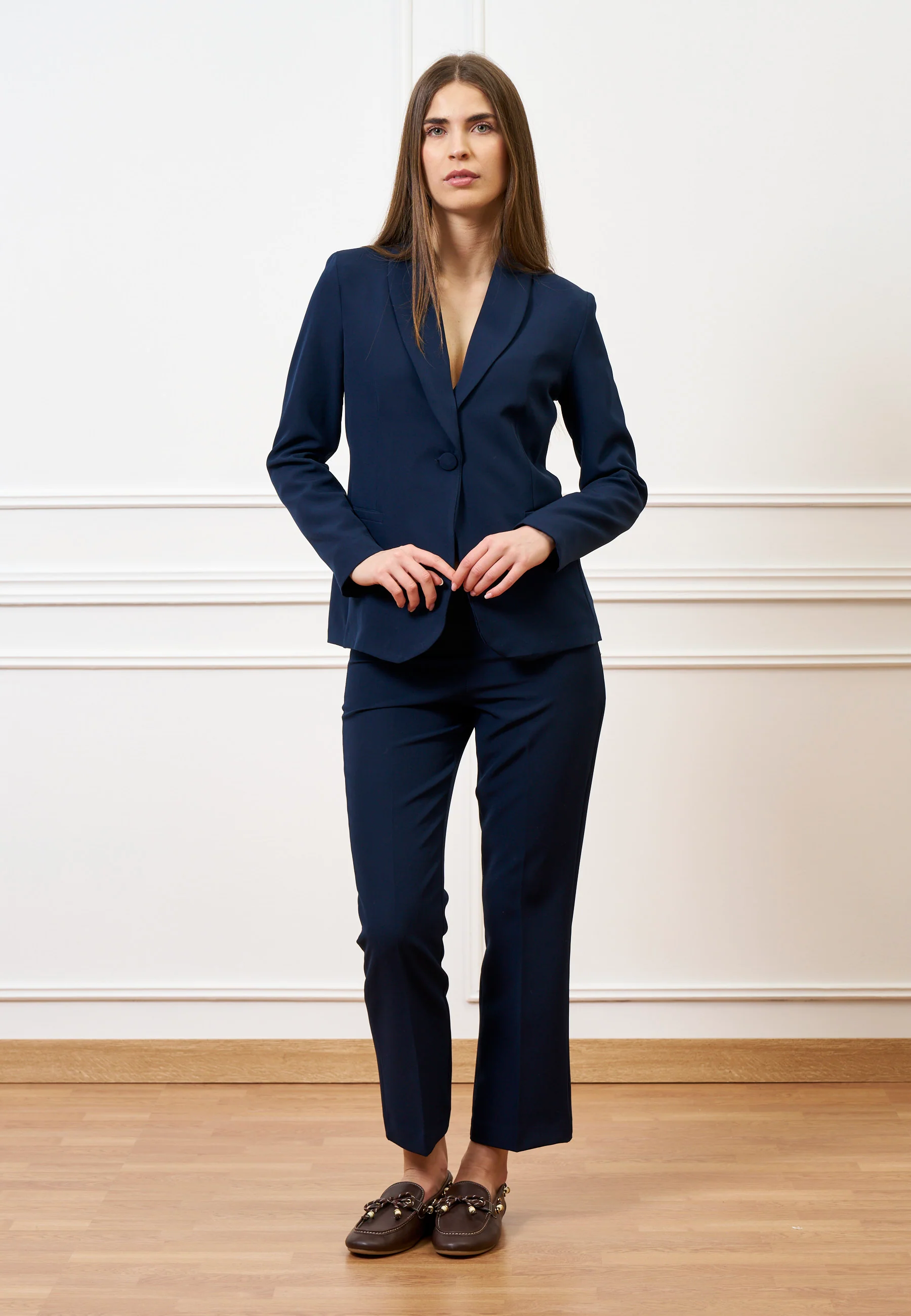 Pantalone slim alla caviglia - BLU