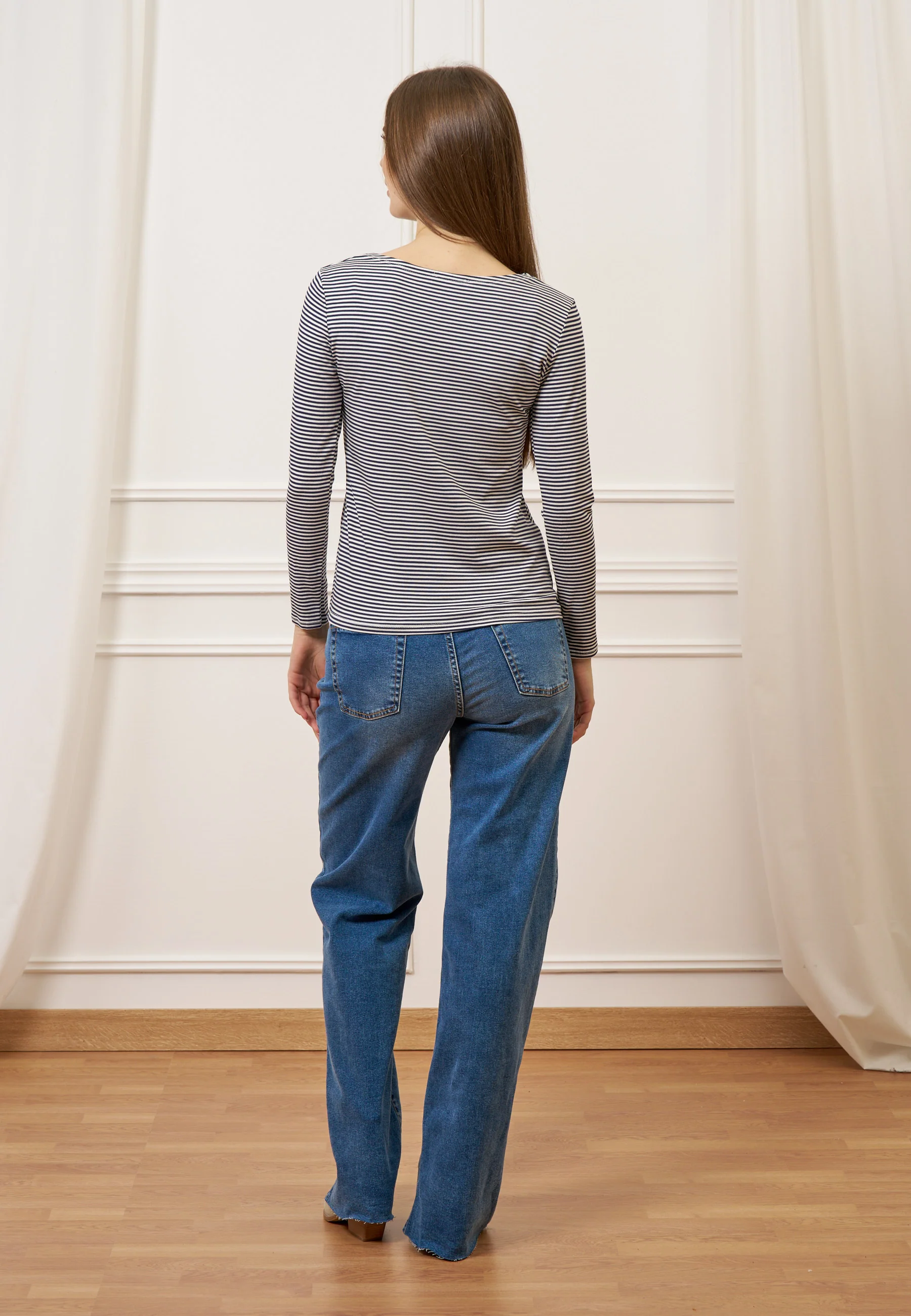 T-shirt a righe bicolore - AVORIO/BLU - Image 4