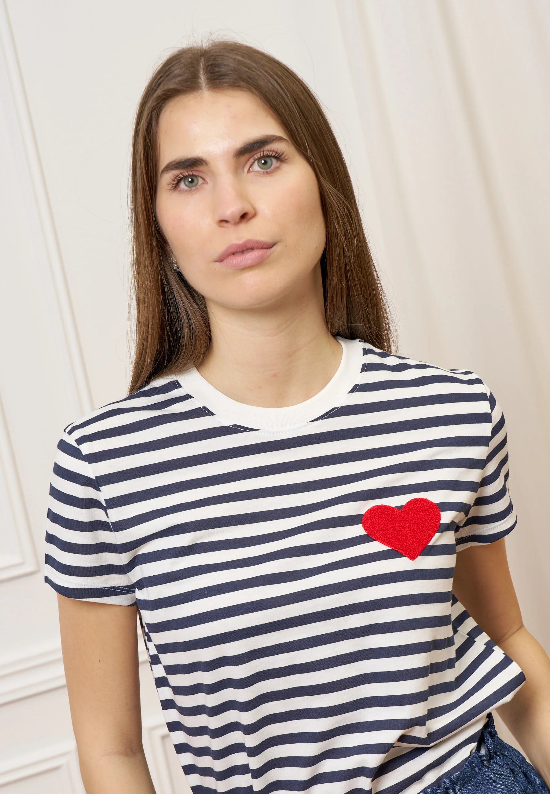 T-shirt a righe con cuore - BIANCO/BLU - Image 3