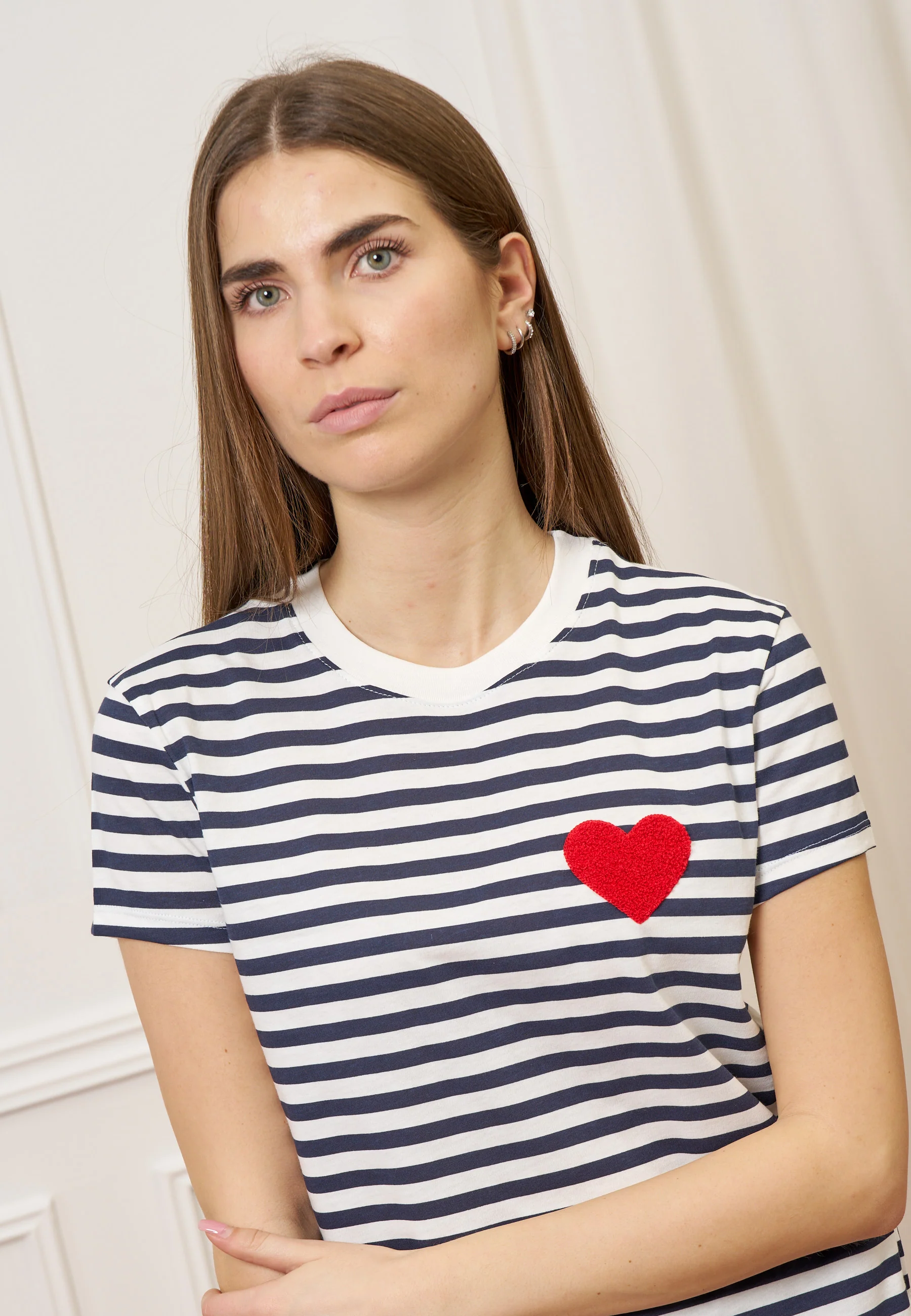 T-shirt a righe con cuore - BIANCO/BLU - Image 5