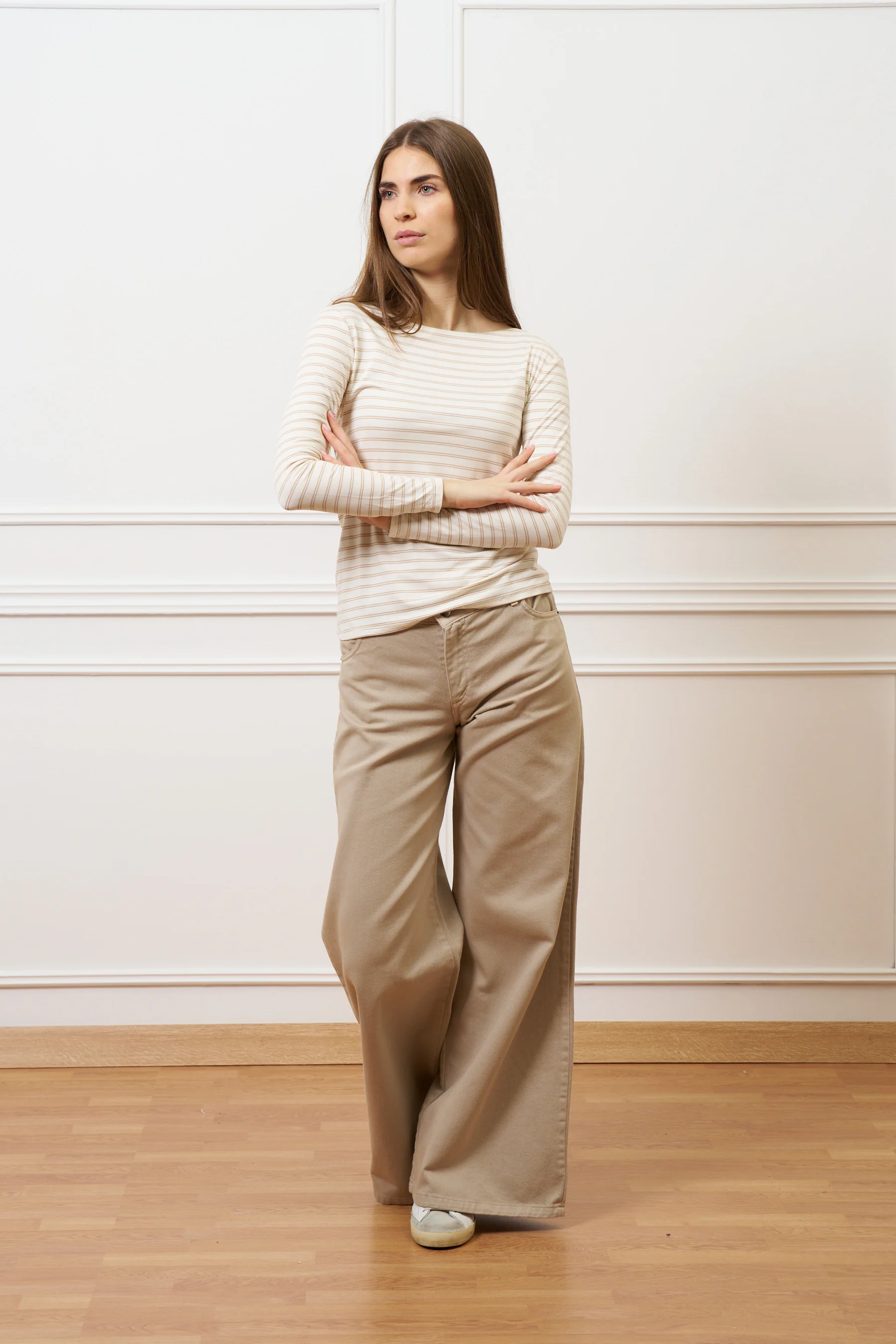 T-shirt a righe con maniche lunghe - AVORIO/BEIGE - Image 3