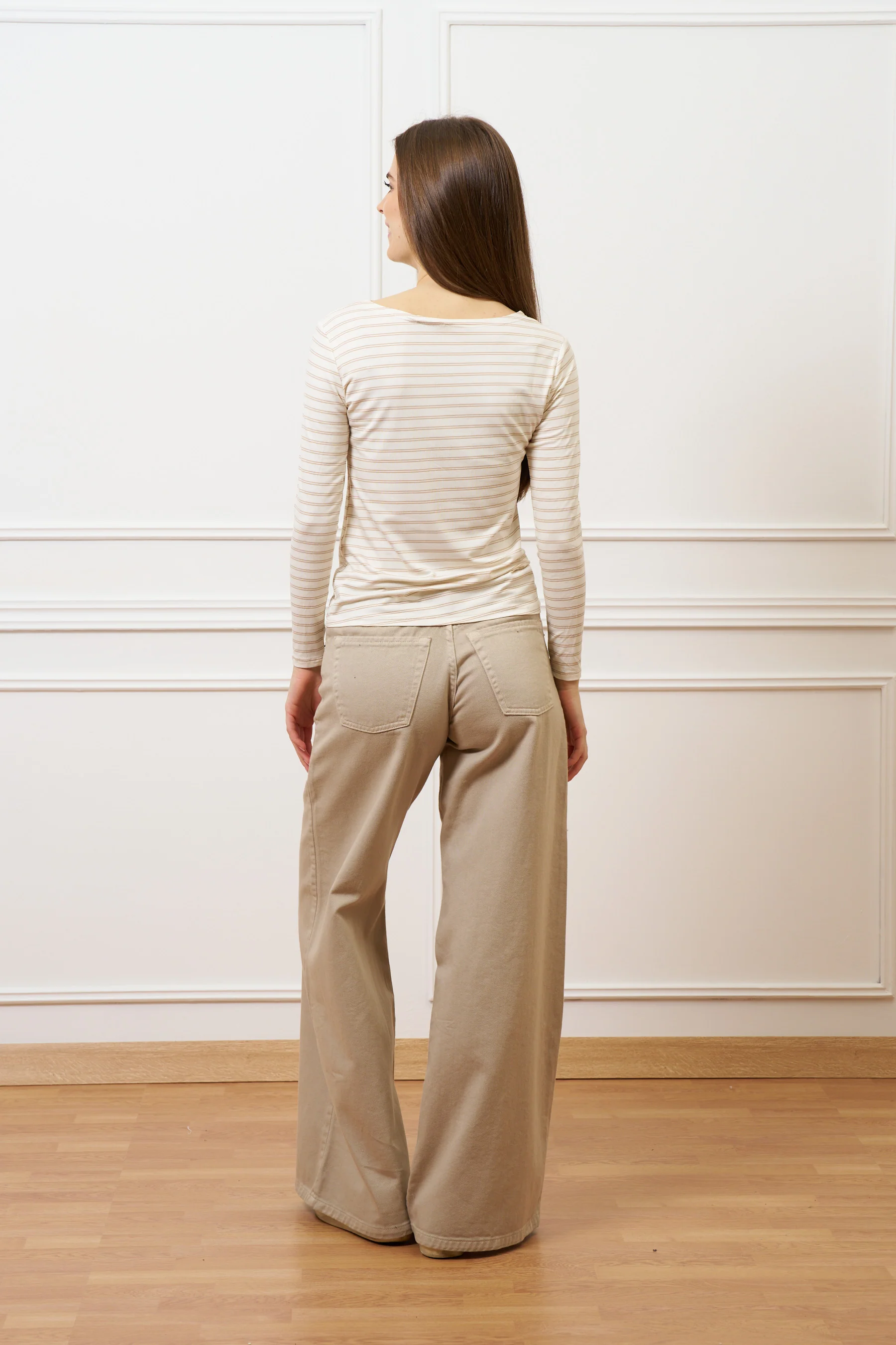 T-shirt a righe con maniche lunghe - AVORIO/BEIGE - Image 5
