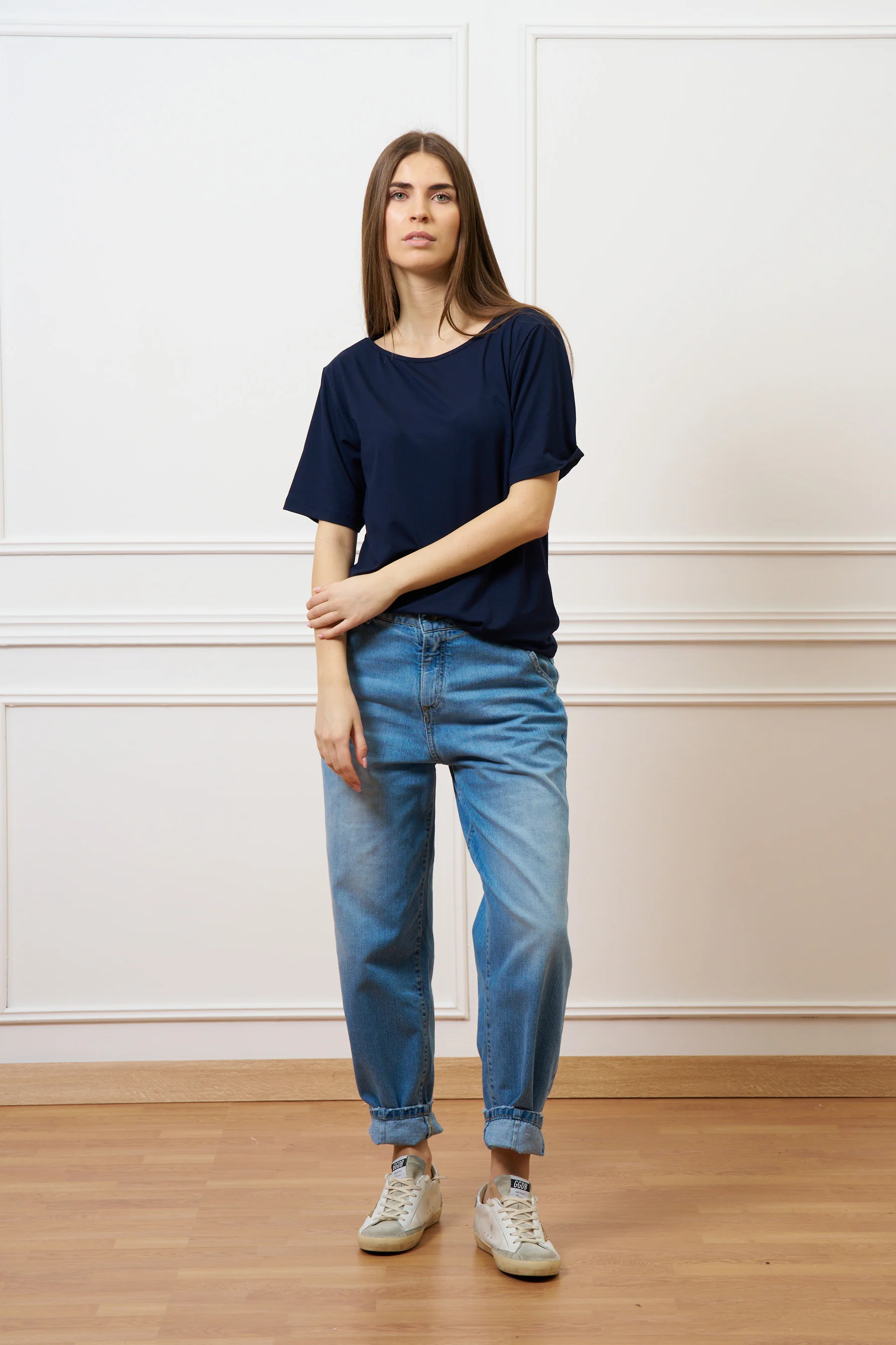 T-shirt ampia in viscosa - BLU - Image 3