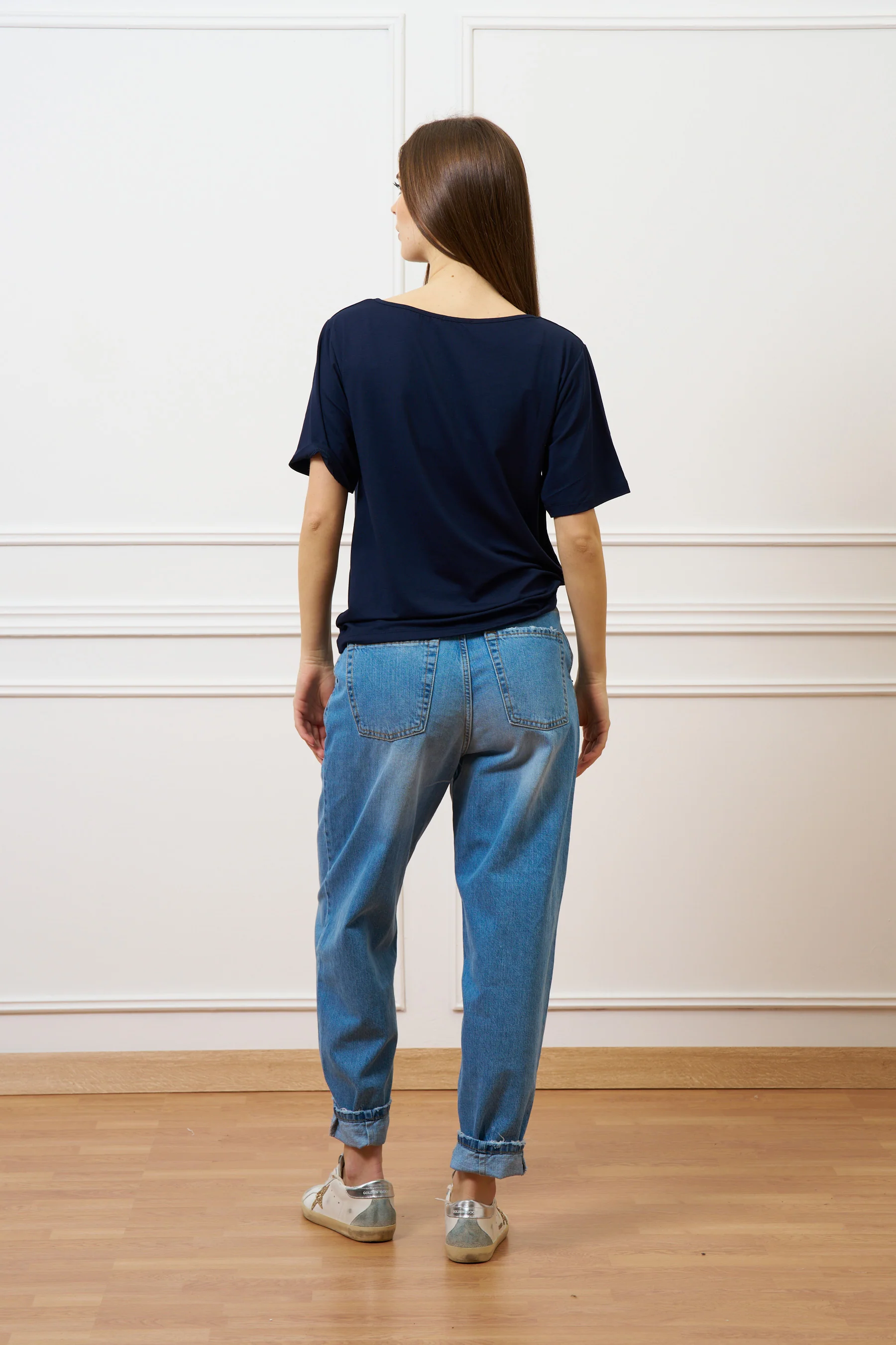 T-shirt ampia in viscosa - BLU - Image 5