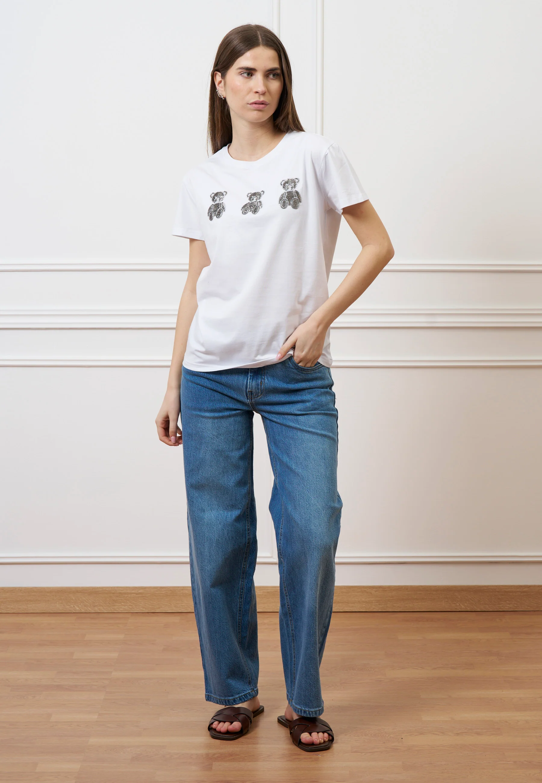 T-shirt con orsetti perline - BIANCO - Image 2