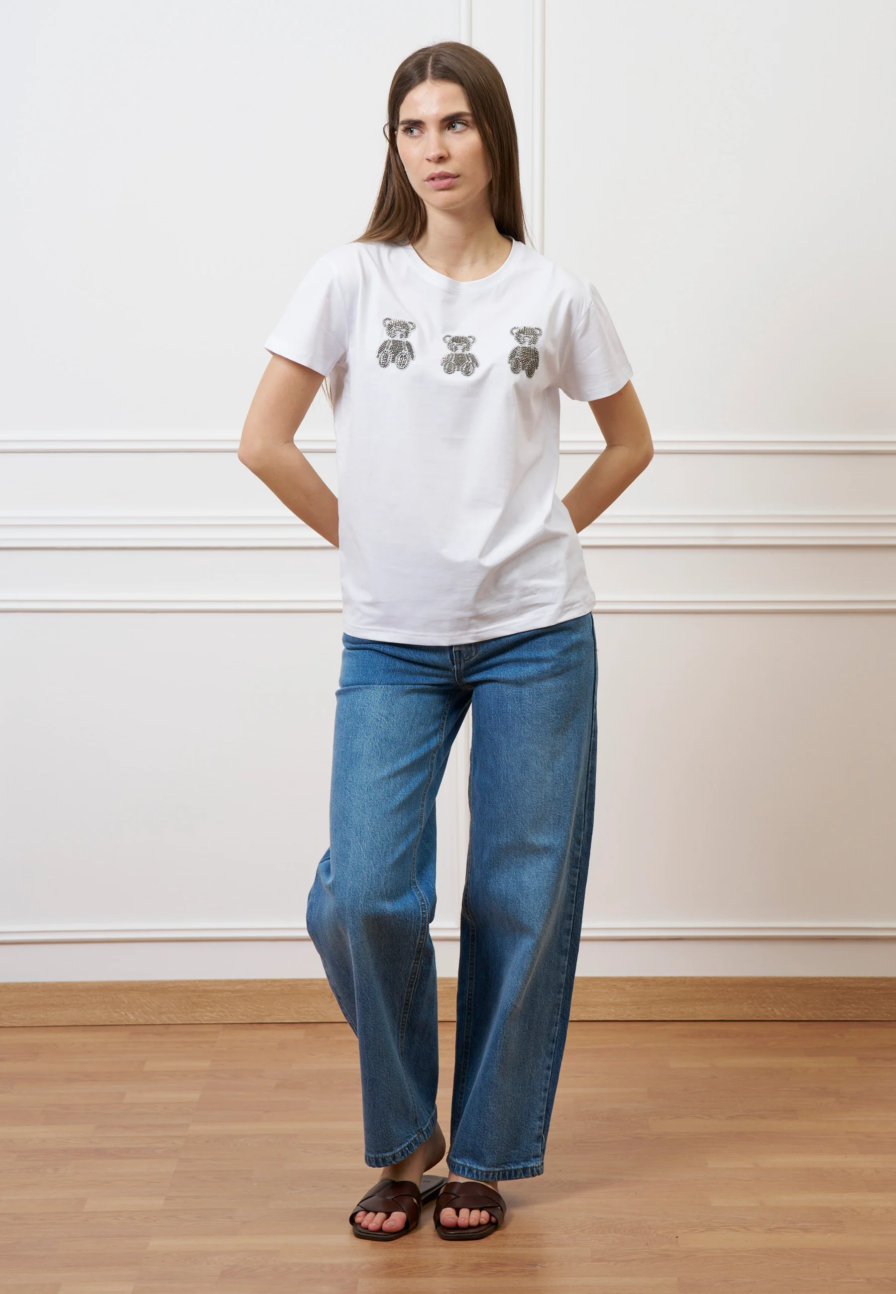 T-shirt con orsetti perline - BIANCO - Image 3