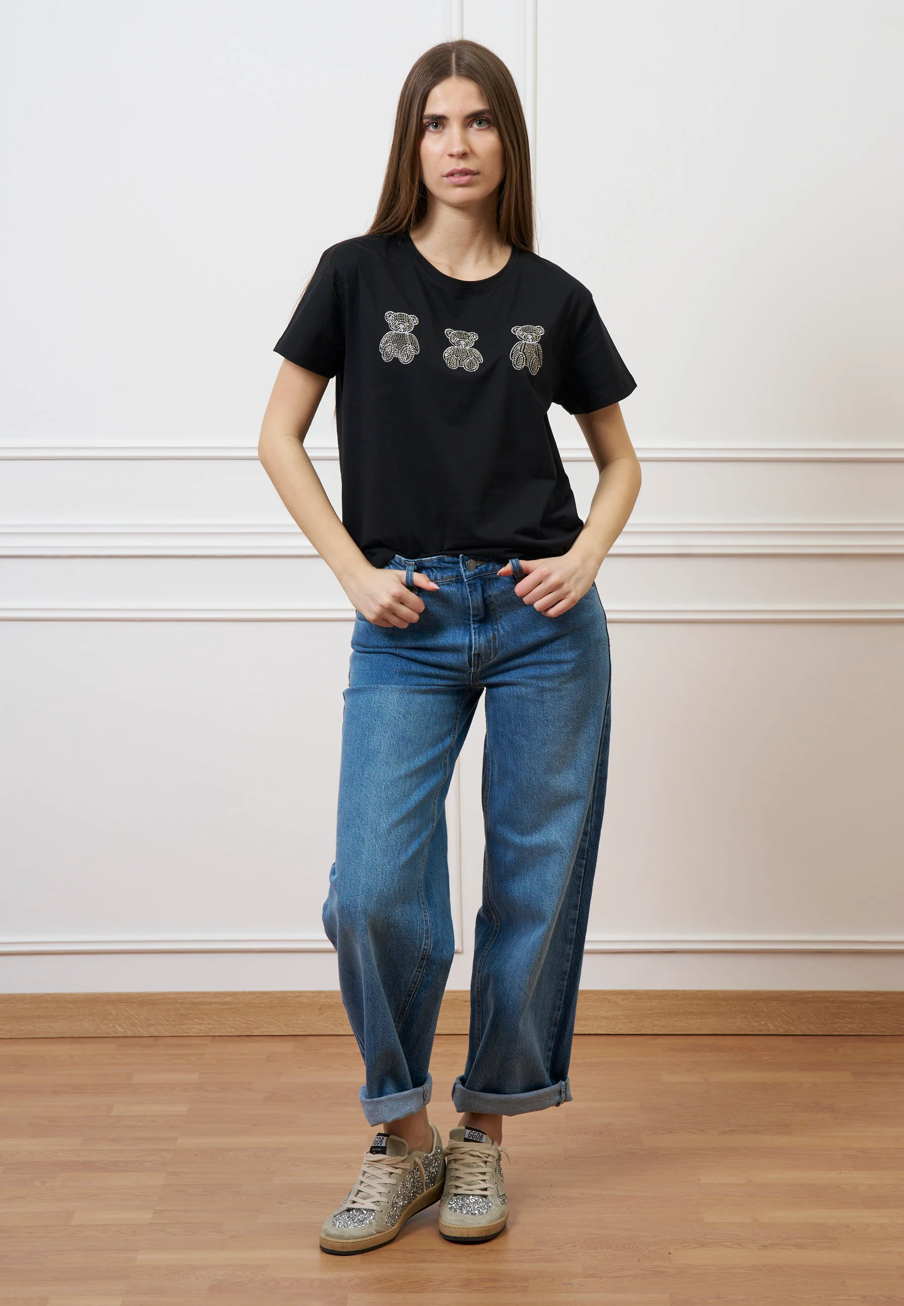 T-shirt con orsetti perline - NERO - Image 2