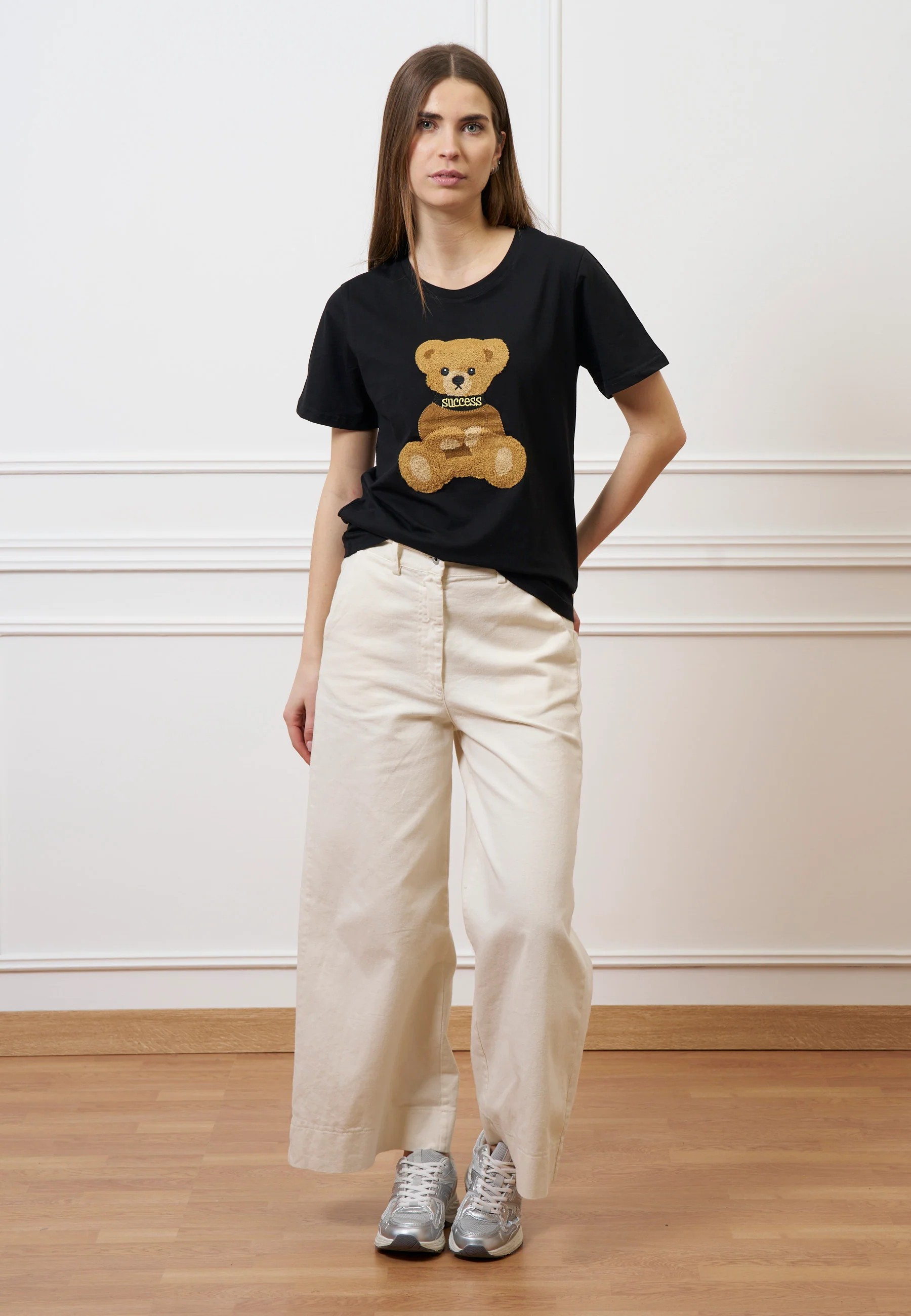 T-shirt con orsetto peluche - NERO - Image 2