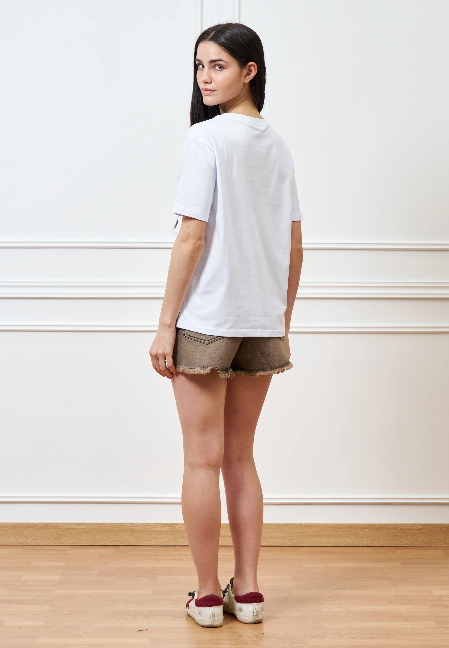 T-shirt con taschino bordo in pizzo - BIANCO - Image 5