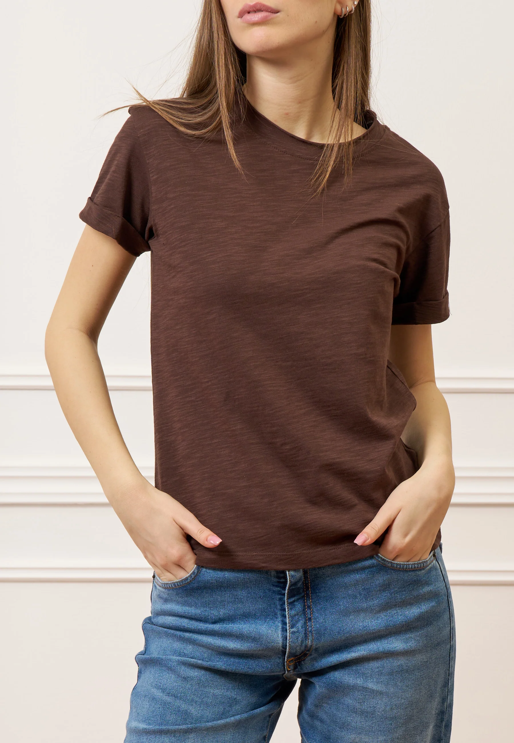 T-shirt fiammata basica - MARRONE