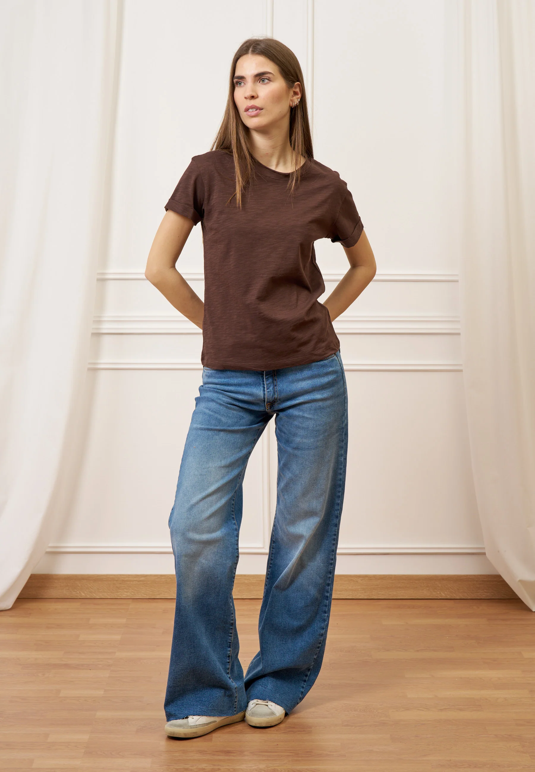 T-shirt fiammata basica - MARRONE - Image 3